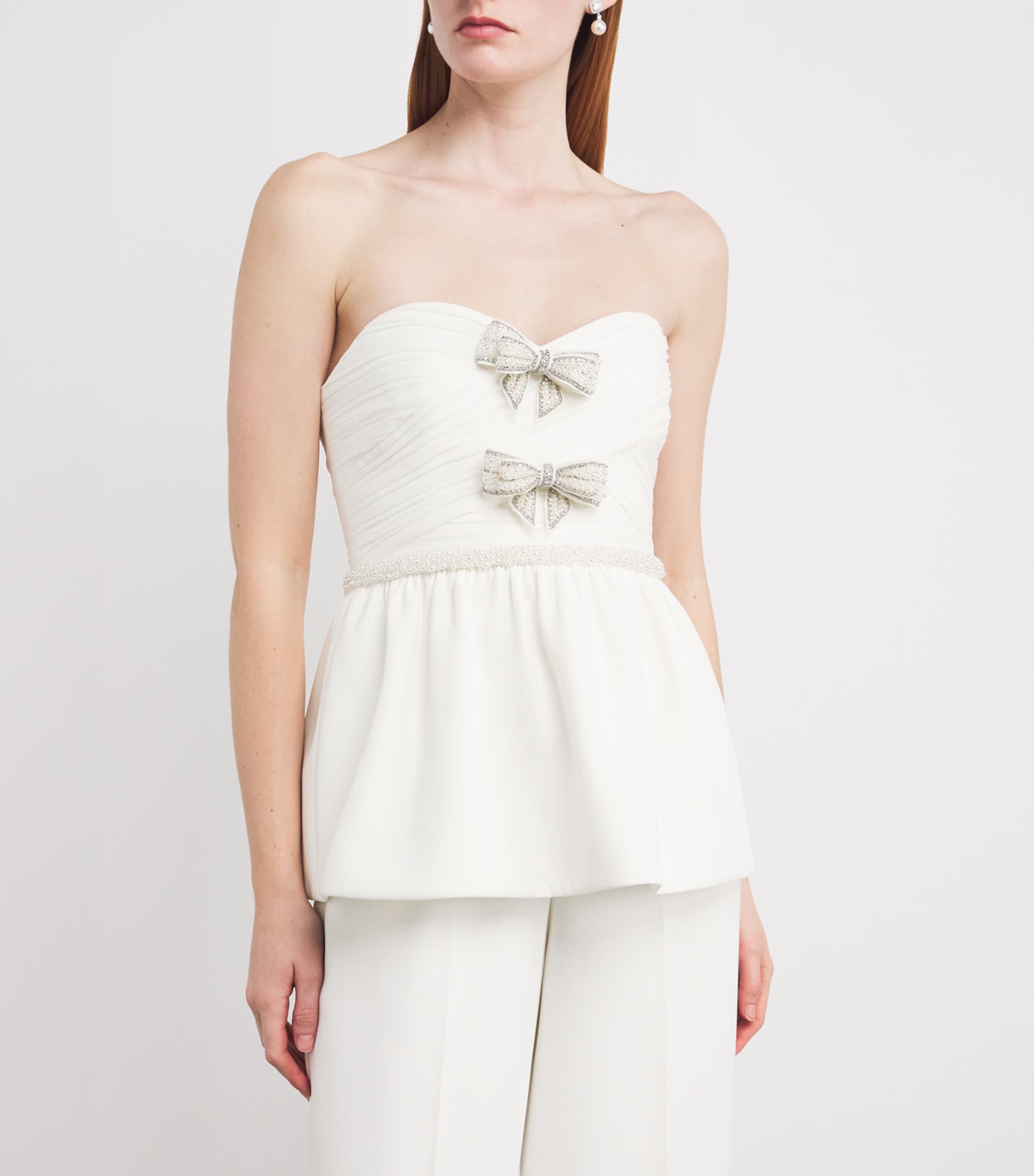 Organza Bow Peplum Jumpsuit WHITE Image 4