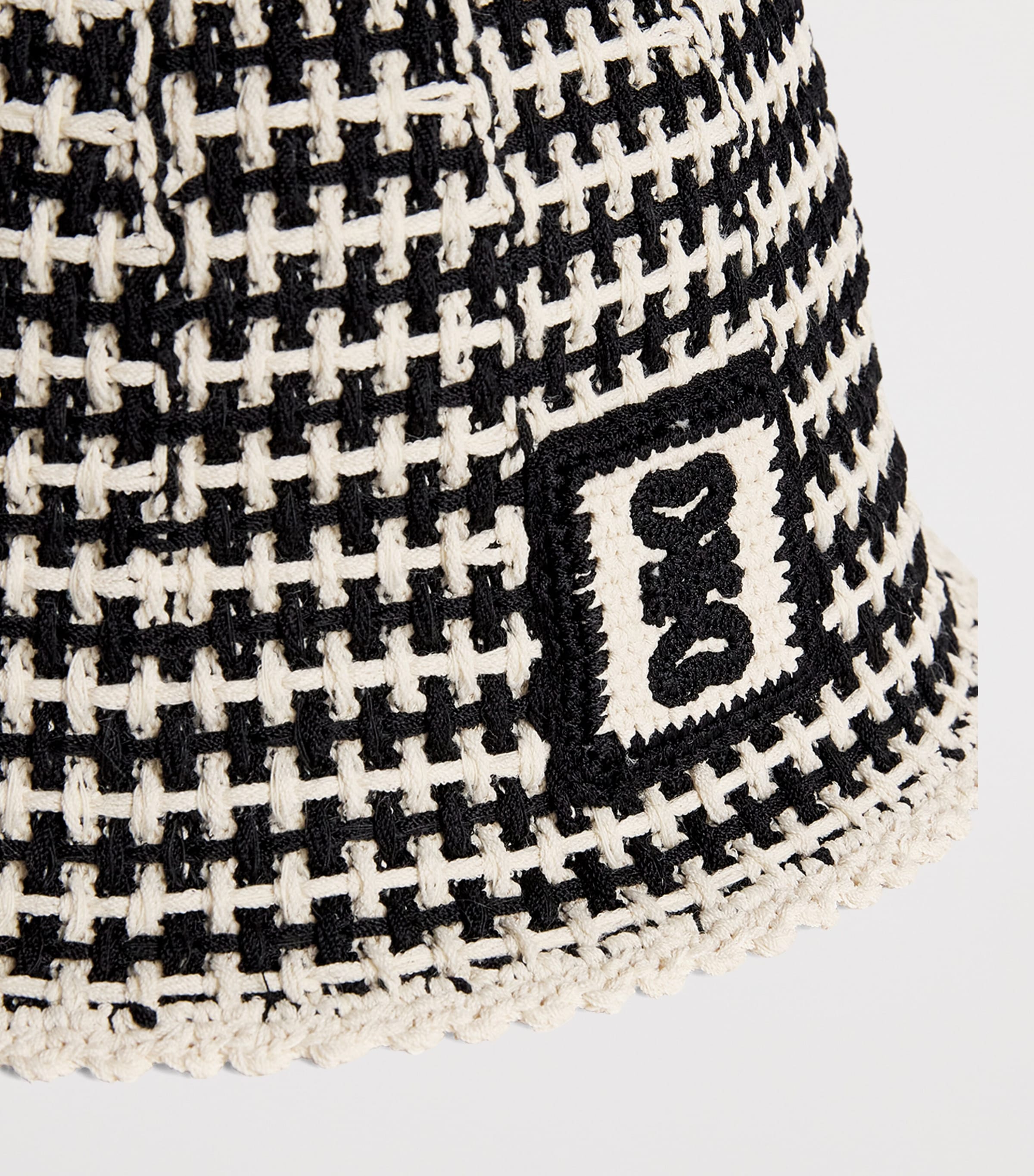 Sandro Paris Crochet Bucket Hat Ecru / Black Image 4