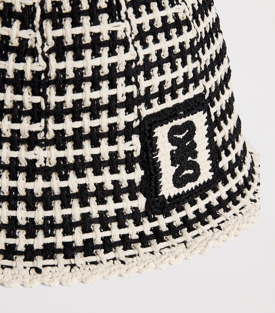 Sandro Paris Crochet Bucket Hat Ecru / Black Image 4
