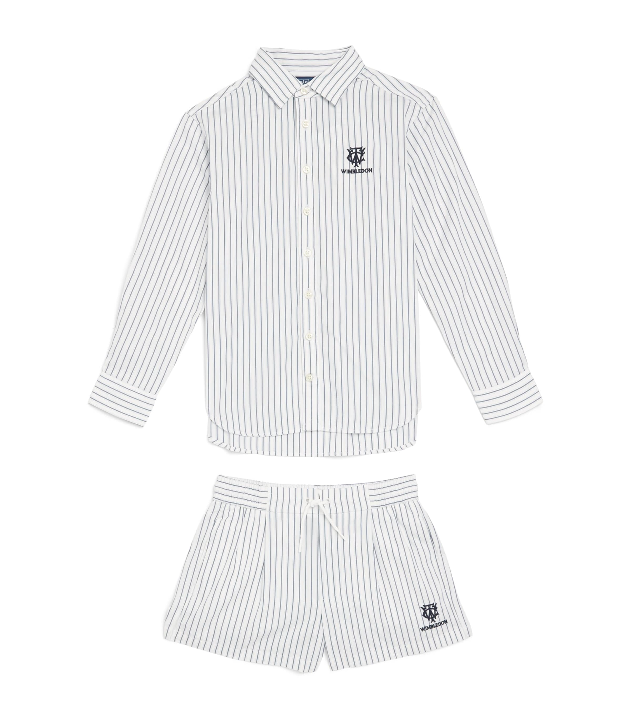 Ralph Lauren Kids x Wimbledon Shirt and Shorts Set (7-16 Years) Wht/blu Image 1