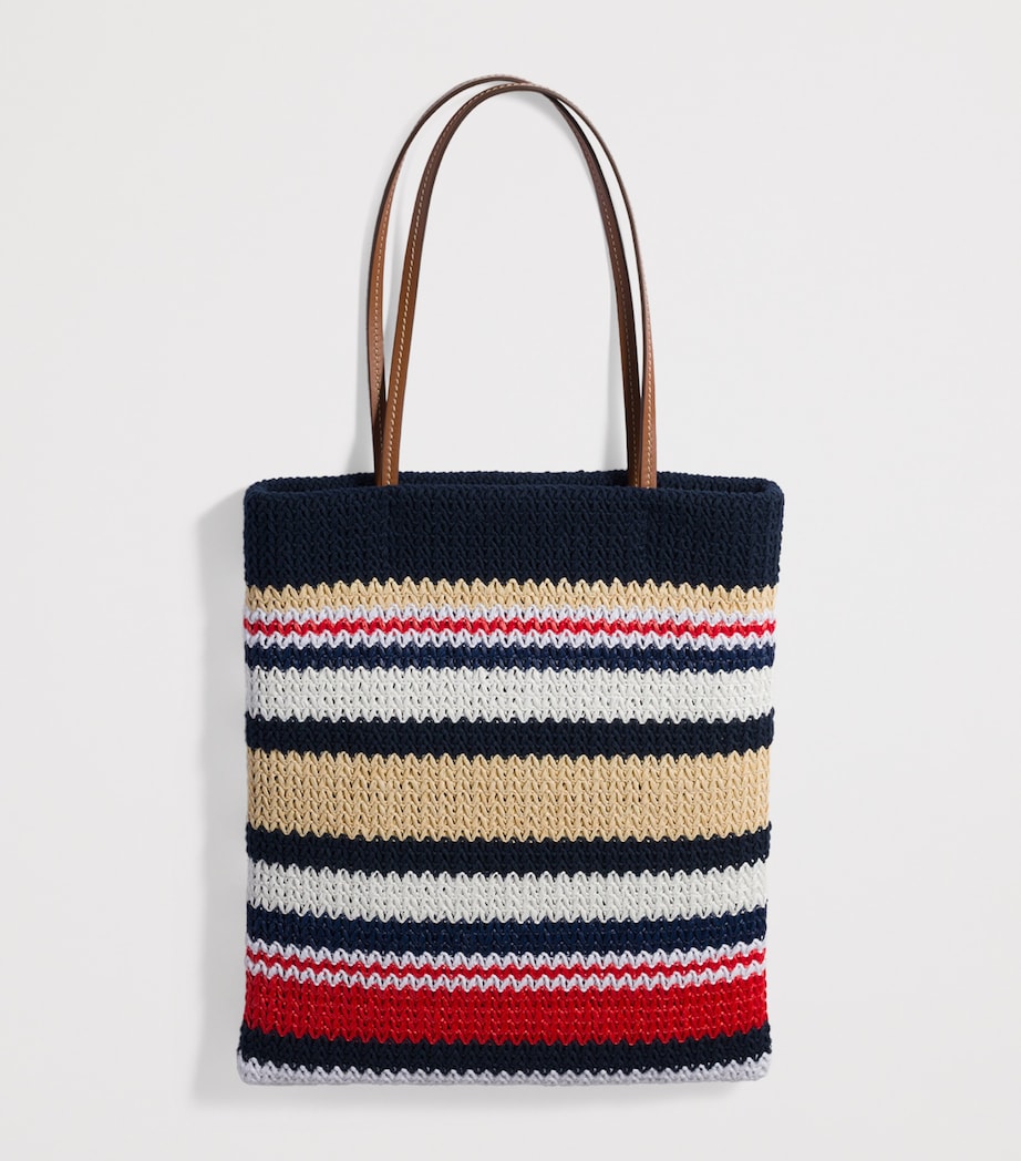 Miu Miu Raffia-Effect Woven Tote Bag Blue Image 3