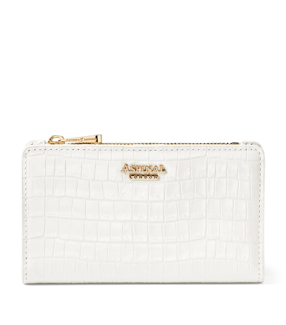 Croc-Embossed Leather Mayfair Wallet CHALK WHITE Image 1
