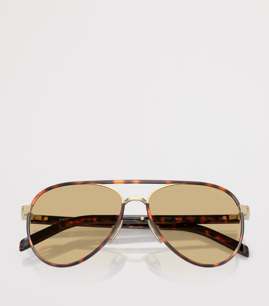 Prada B57S Pilot Sunglasses Gold Image 5