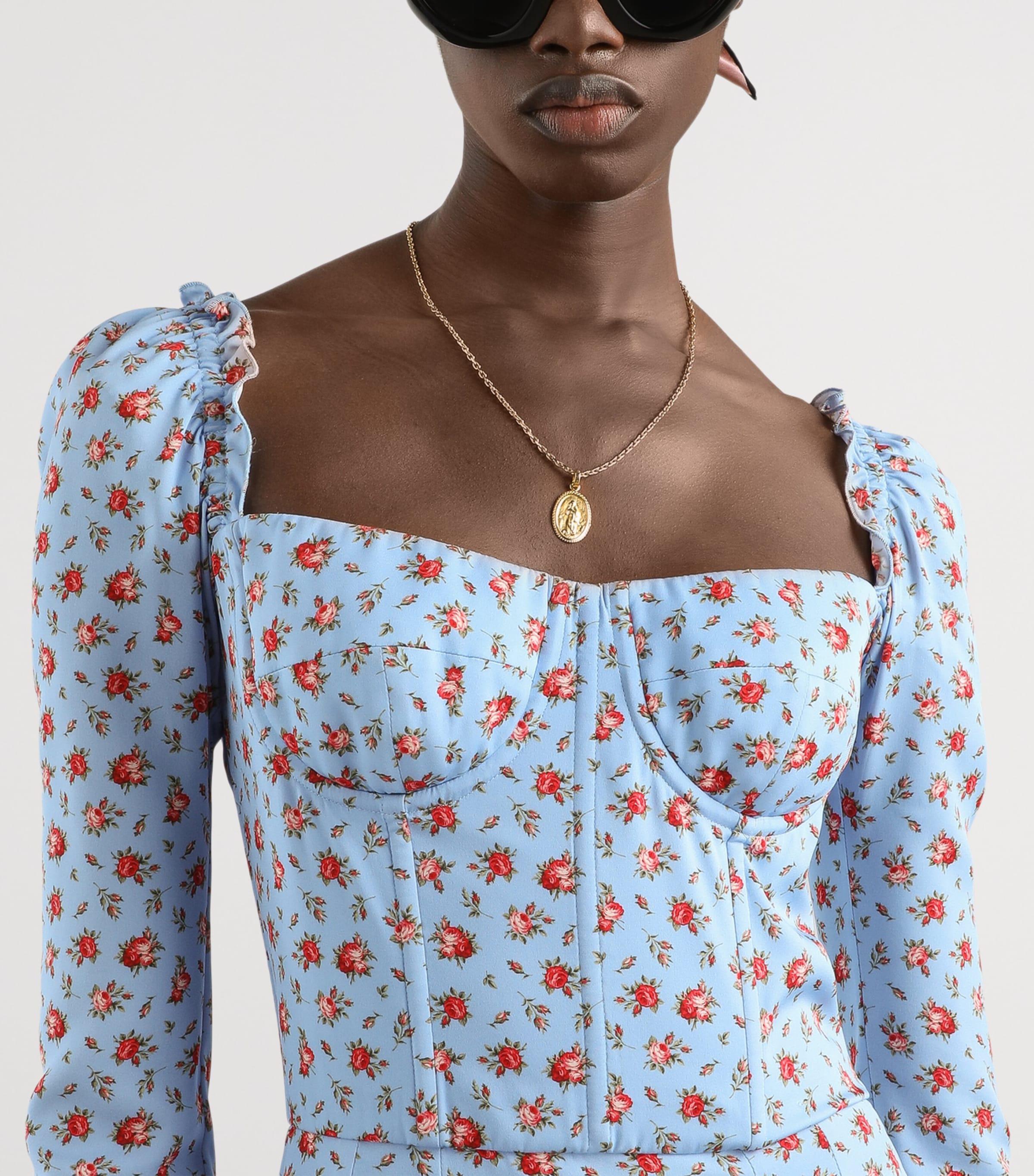 Dolce&Gabbana Womens Silk-Blend Floral Mini Dress Rose Image 4