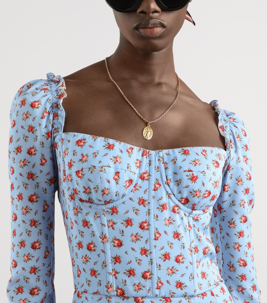 Dolce&Gabbana Womens Silk-Blend Floral Mini Dress Rose Image 4