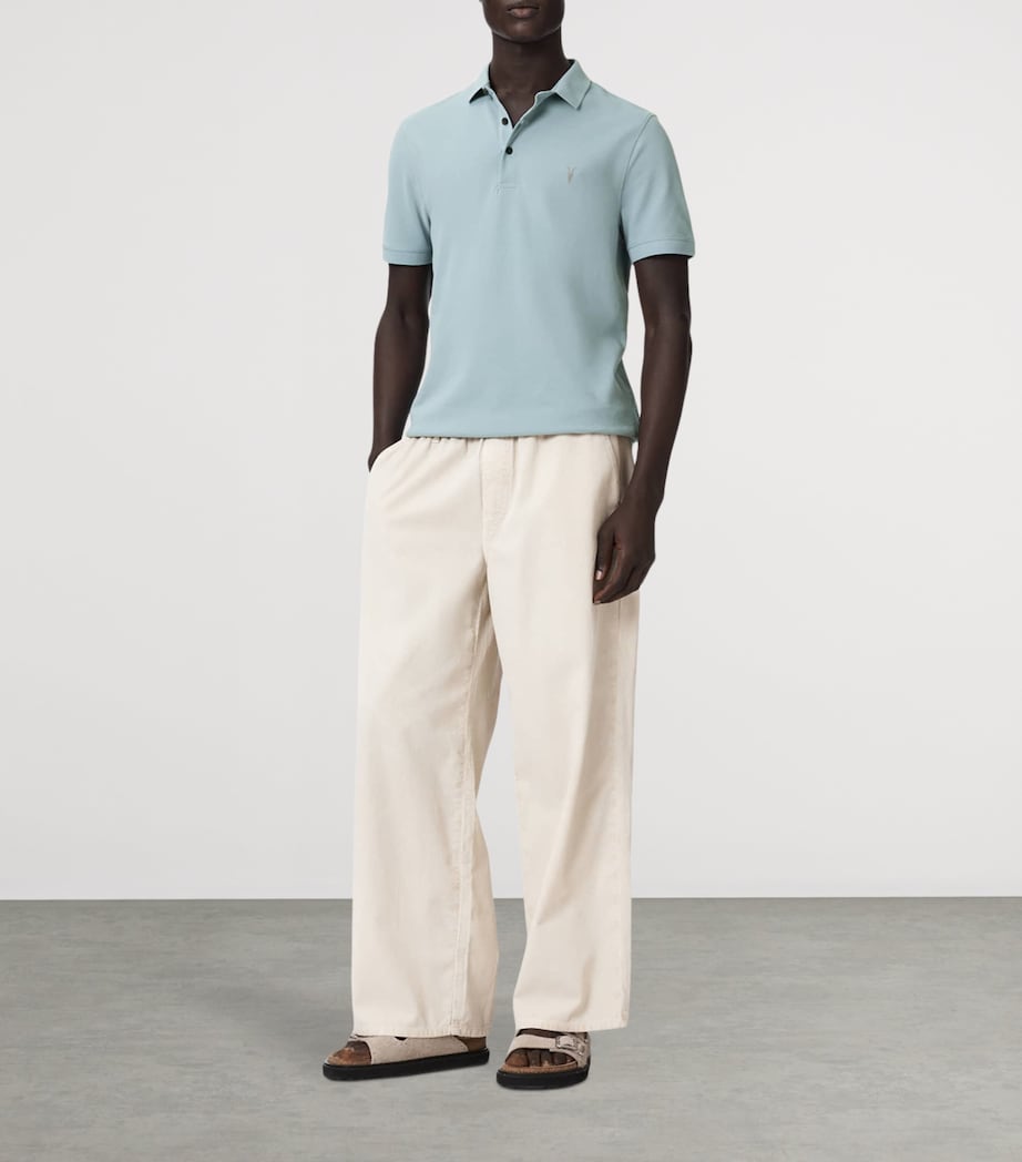 AllSaints Mens Organic Cotton Reform Polo Shirt Salton Blue Image 2