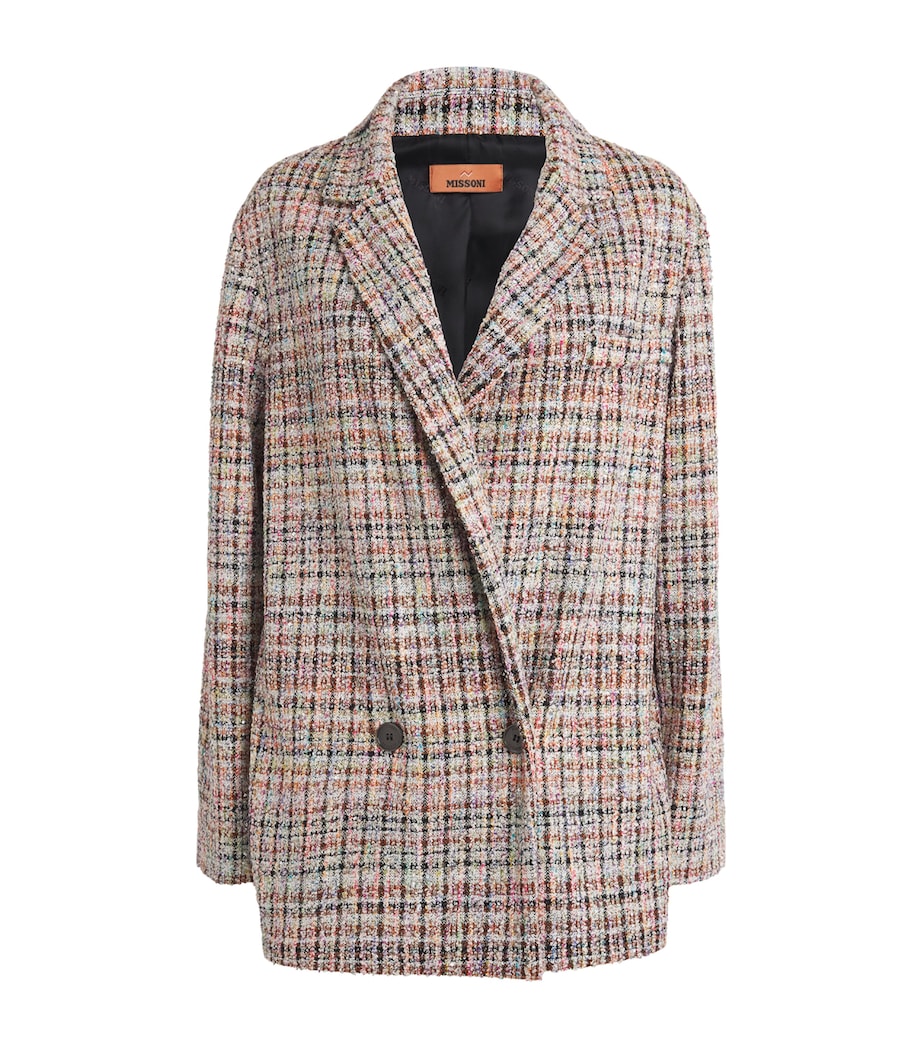 Missoni Womens Bouclé Double-Breasted Blazer White,pink Image 1