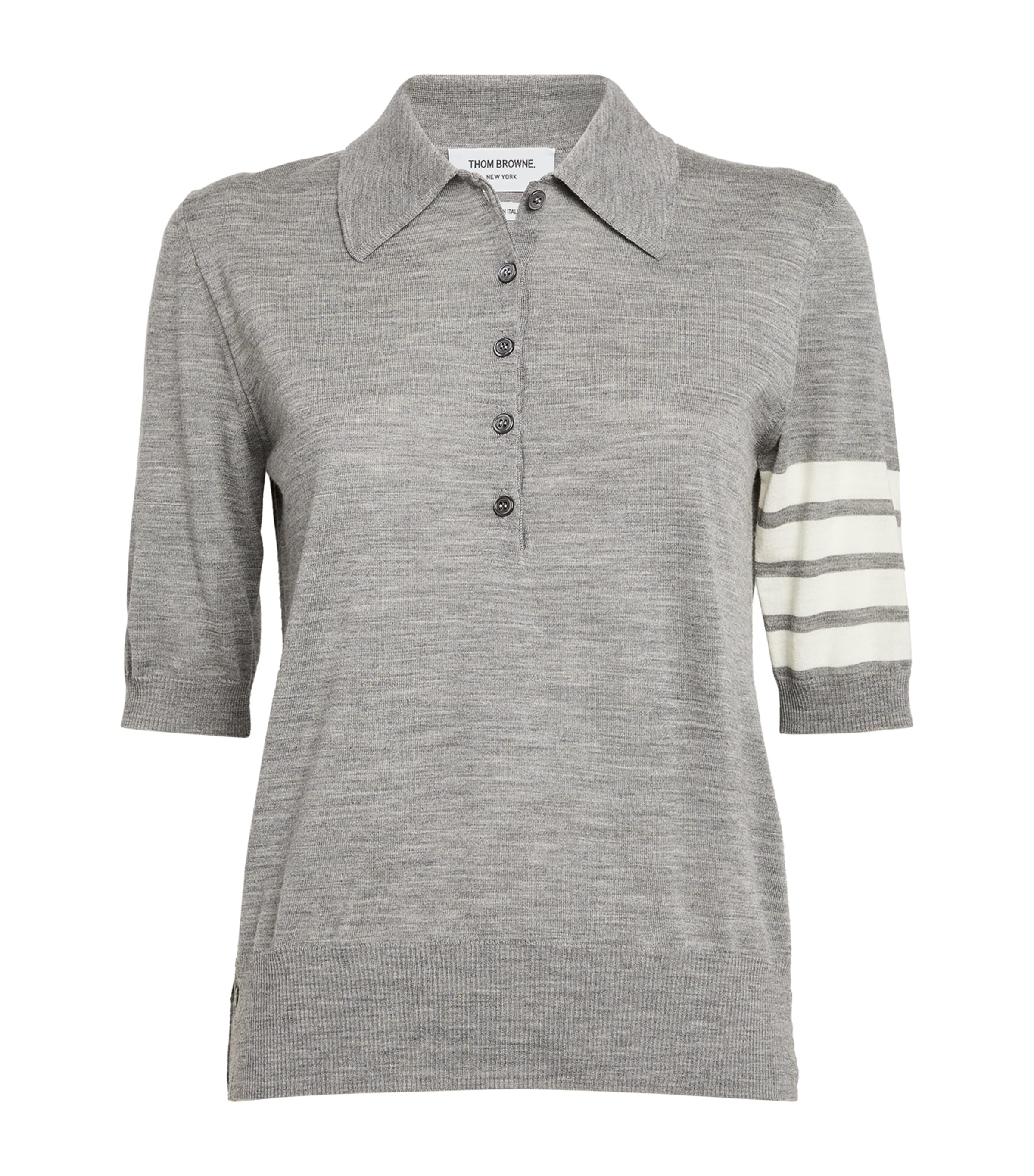 Shop Thom Browne 4-bar Polo Shirt In Grey