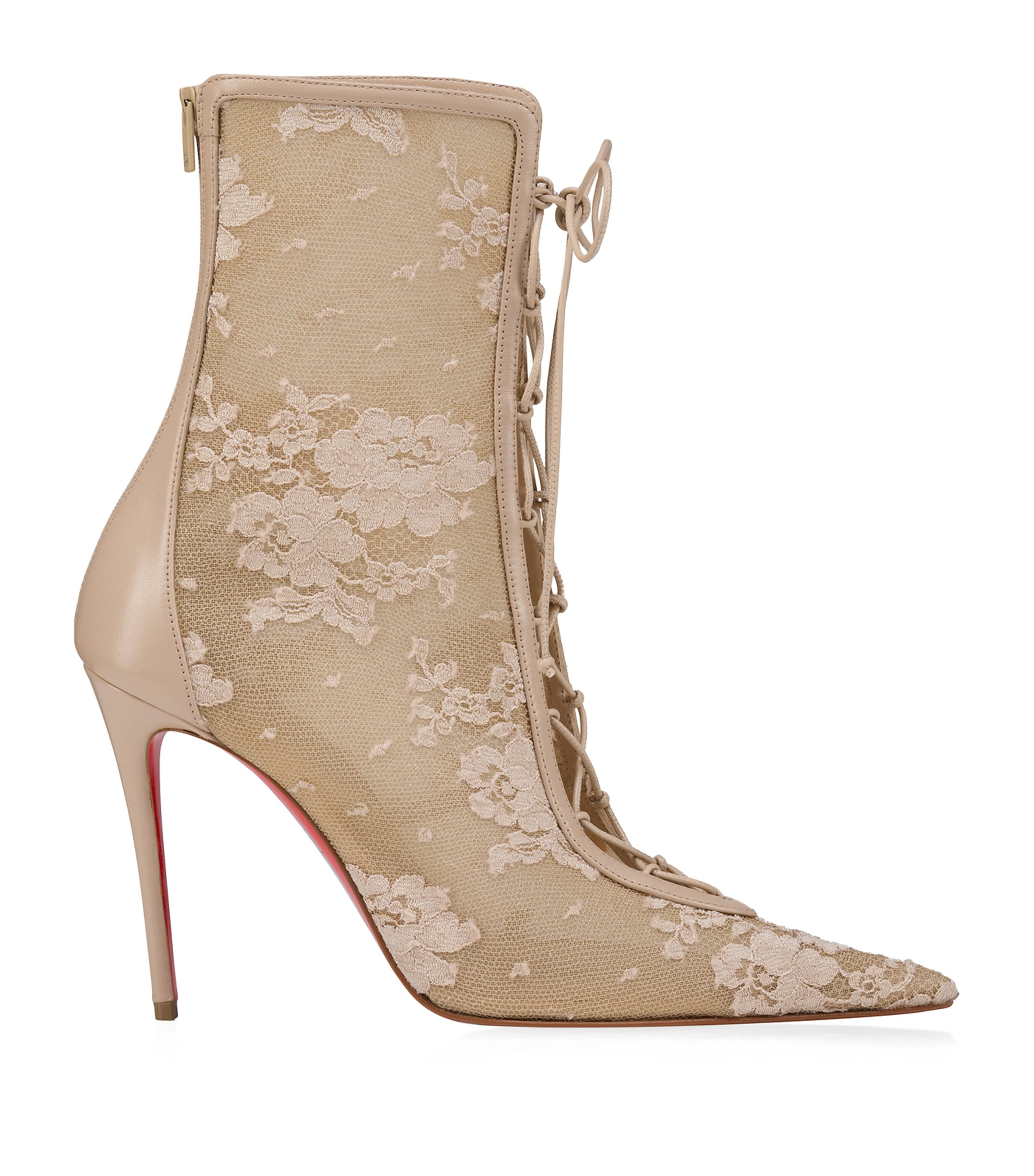 Christian Louboutin Retedentelle Lace-up Booties 100 In Red