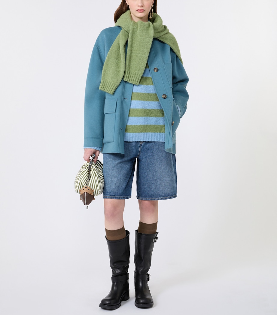 Weekend Max Mara Womens Stripe Crew-Neck Sweater Light Blue Image 5