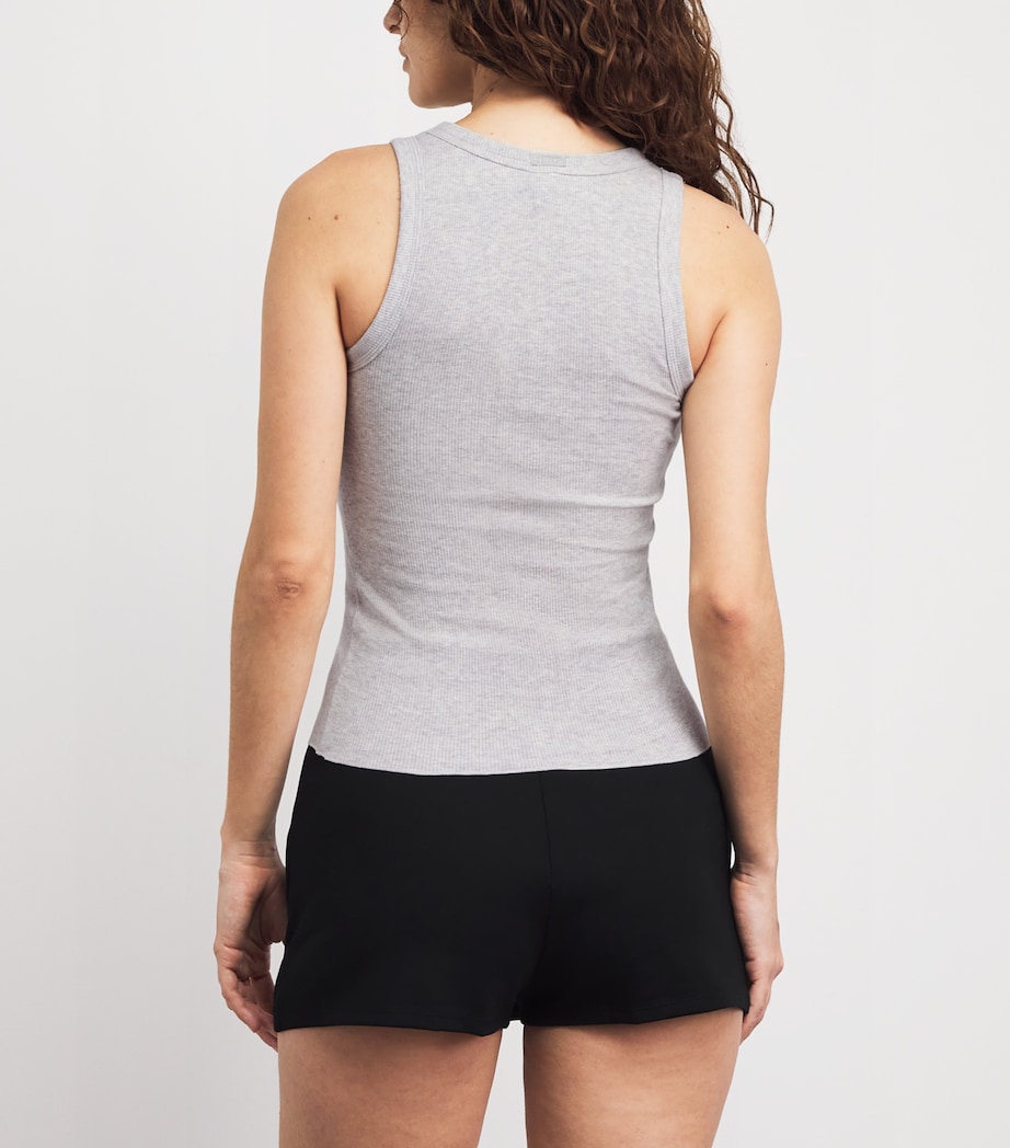 Skims Womens Cotton Ribbed Cropped Tank Top Light Heather Grey Image 5