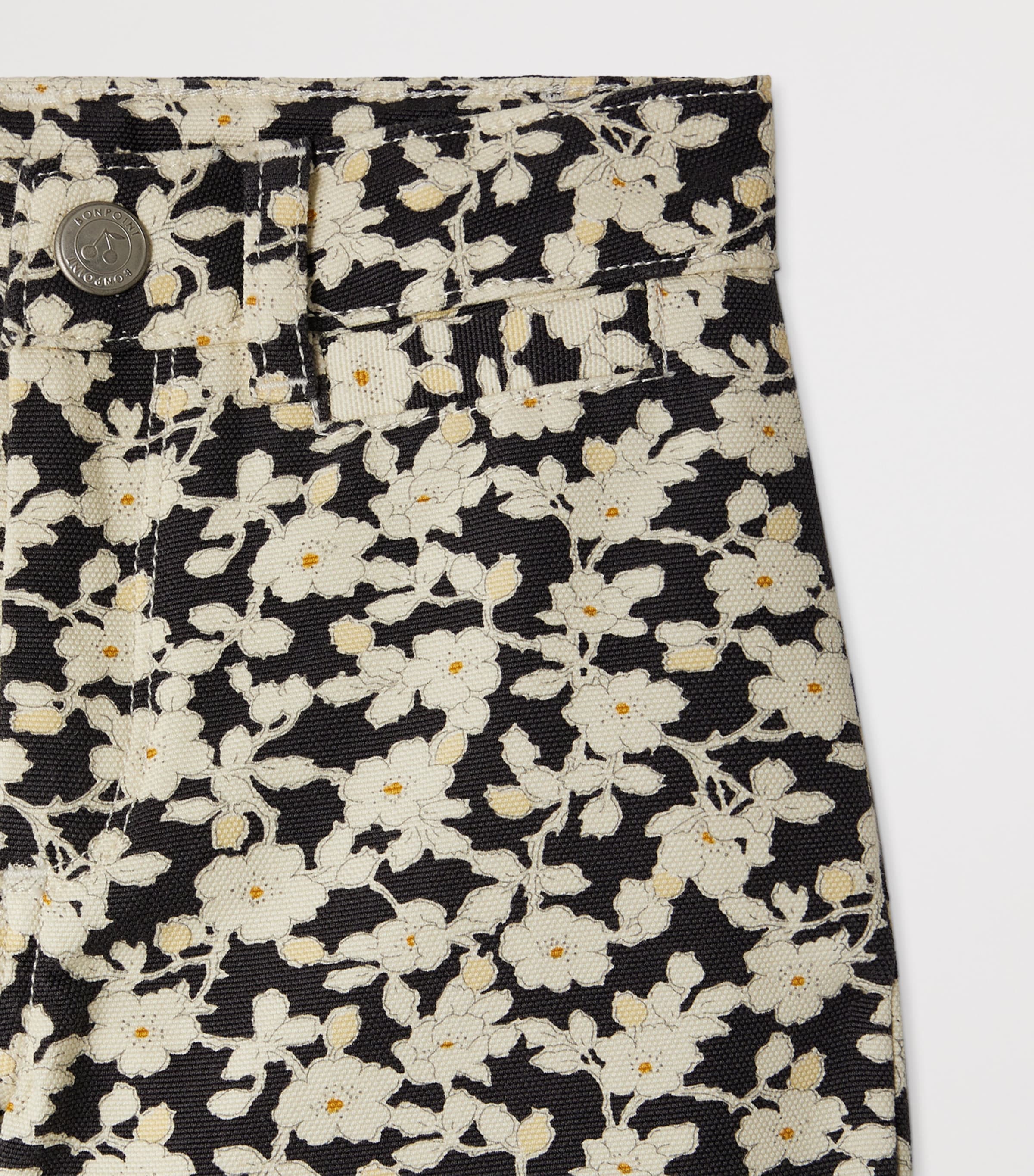 Cotton Floral Print Trousers (4-14 Years) FL NOIR Image 3