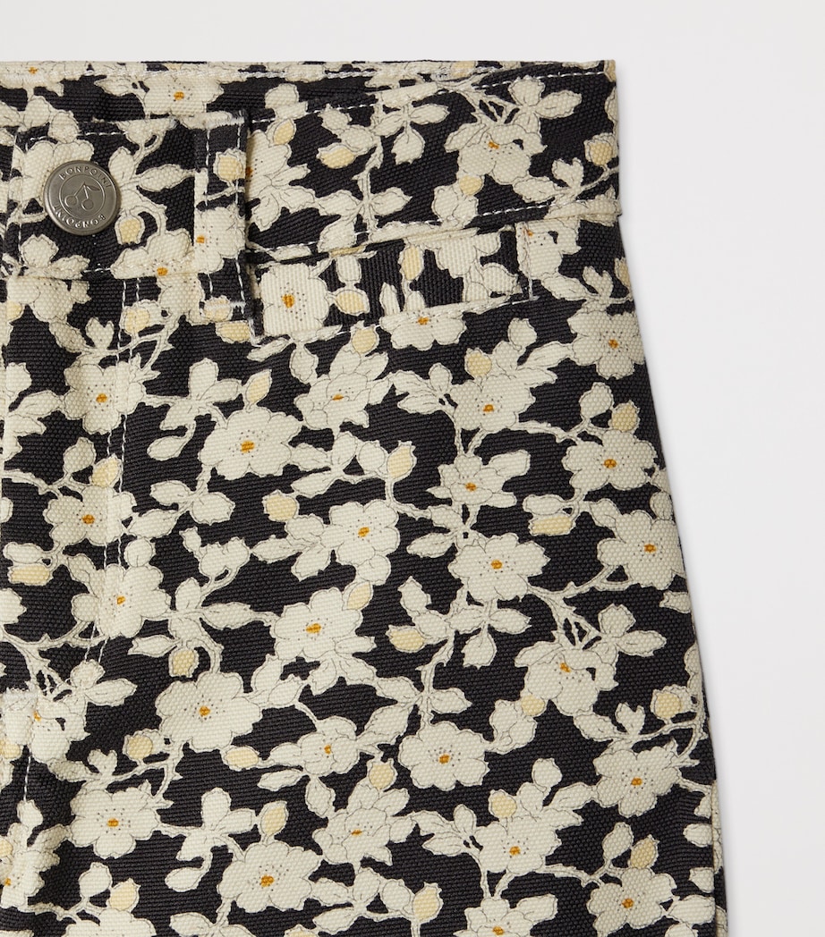 Cotton Floral Print Trousers (4-14 Years) FL NOIR Image 3