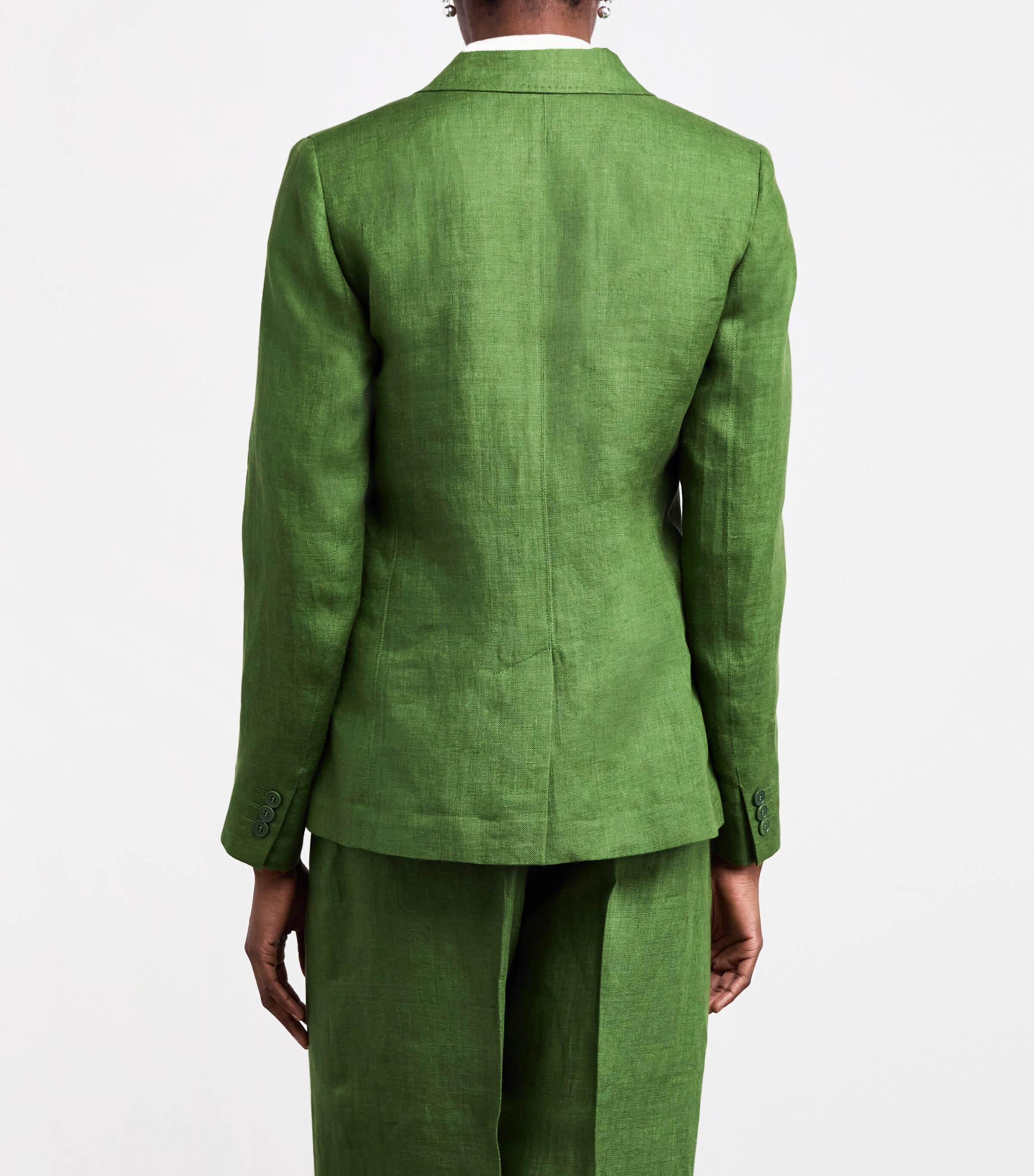 Linen Single-Breasted Blazer GREEN Image 4