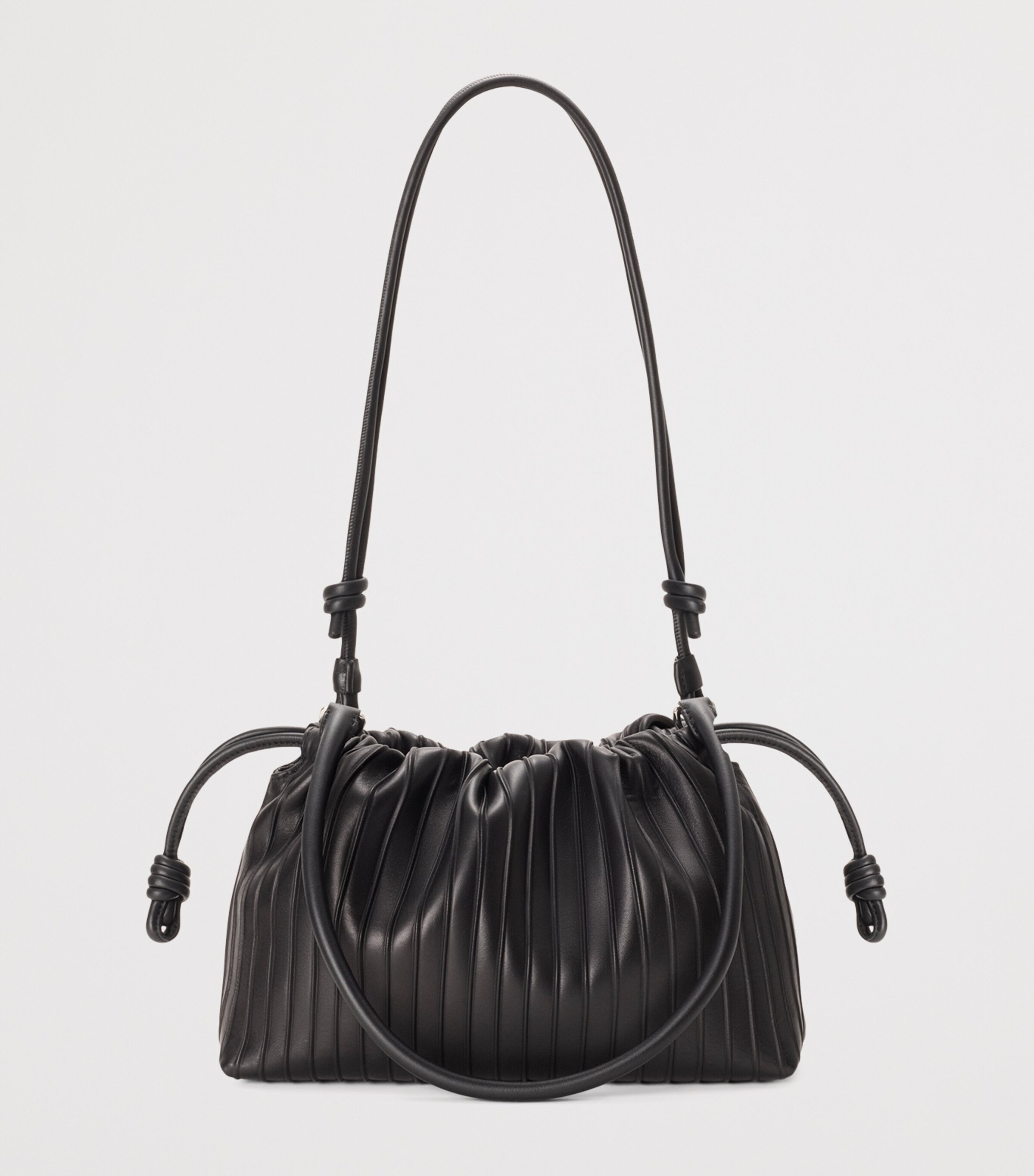 LOEWE Medium Pleated Leather Flamenco Bag Black Image 6