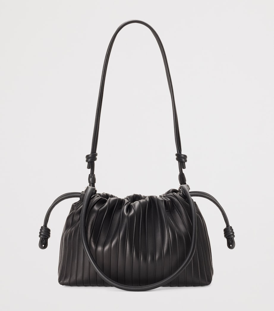 LOEWE Medium Pleated Leather Flamenco Bag Black Image 6