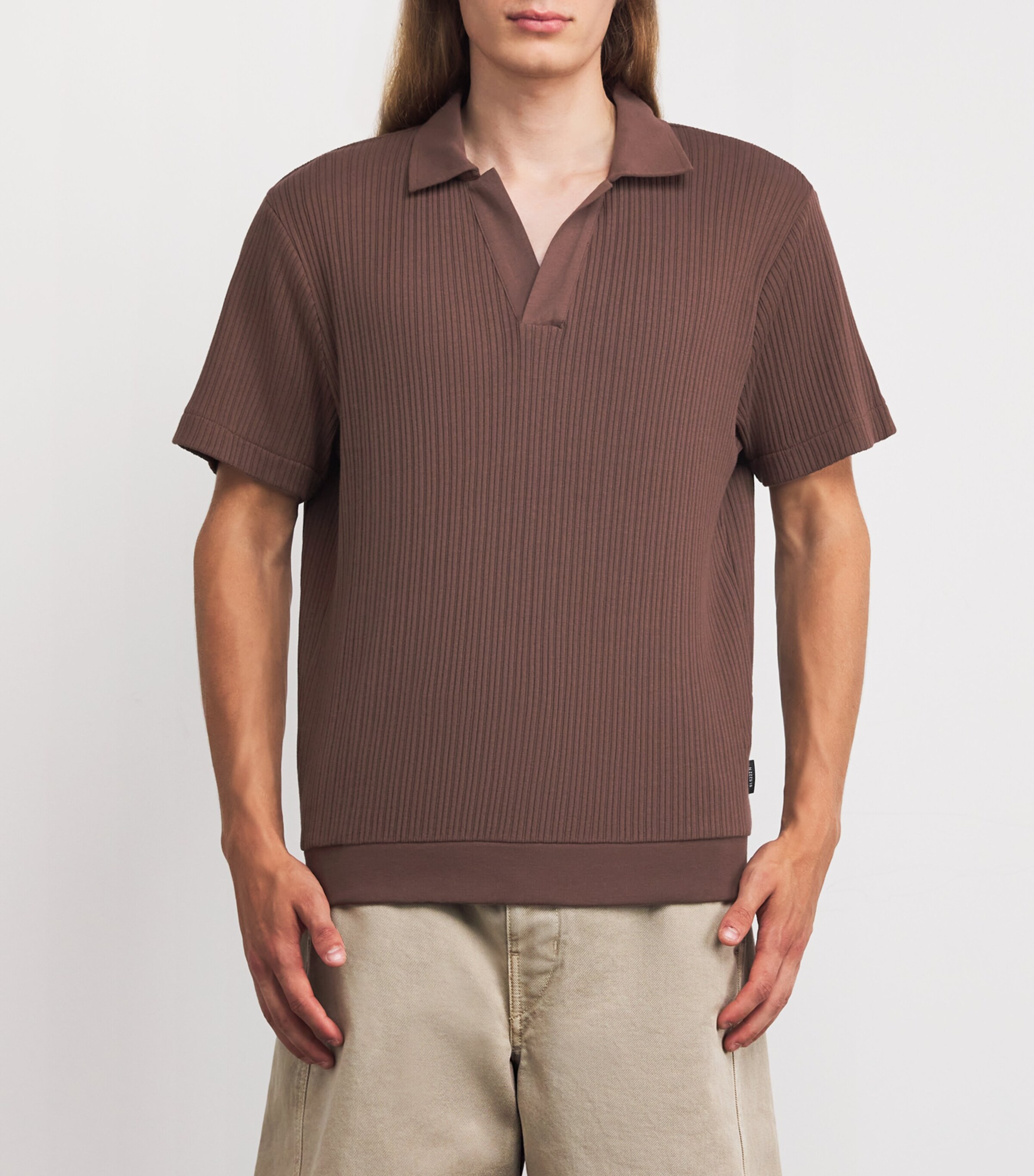 Oliver Spencer Mens Organic Cotton Polo Shirt Brown Image 3