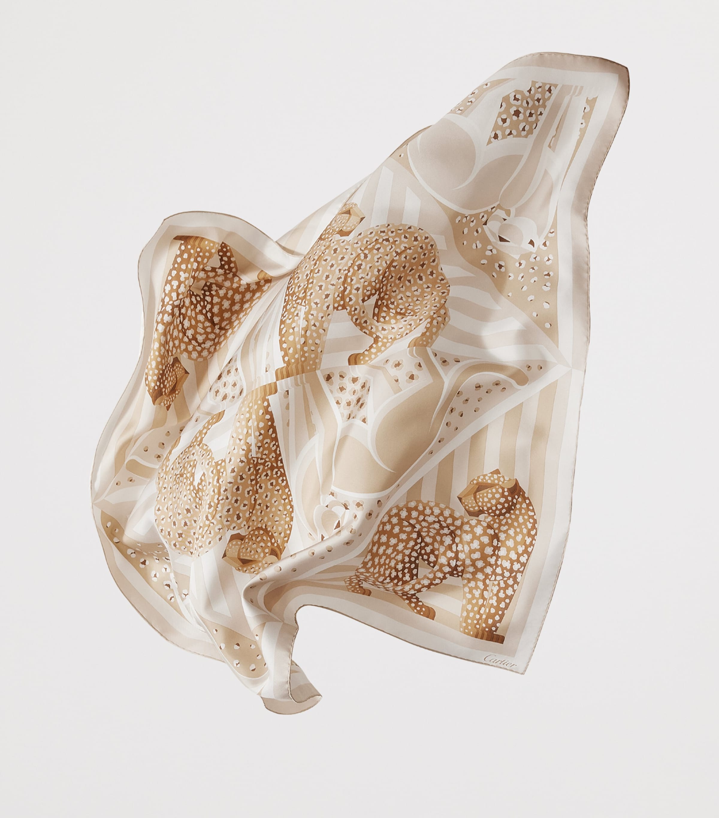 Silk Panthère Illusion Scarf BEIGE Image 3