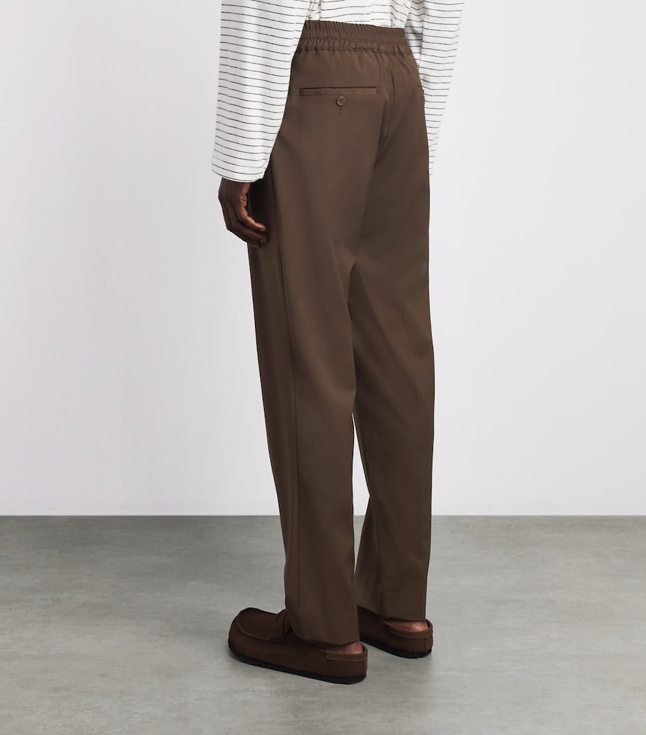 Sandro Paris Mens Wool-Blend Drawstring Trousers Tabac Fonce Image 5