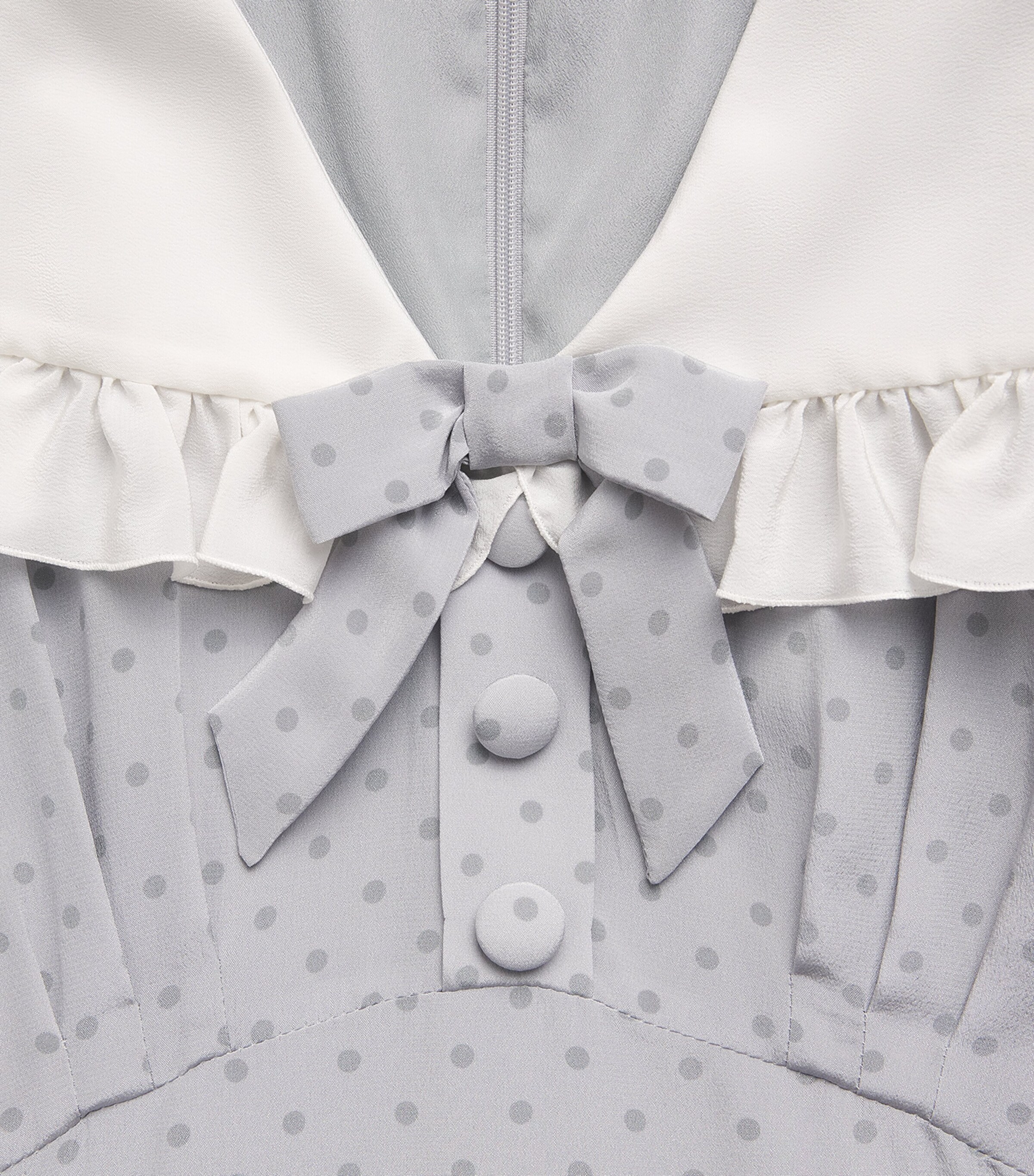 Alessandra Rich Grey Silk Crepe De Chine Polka-Dot Midi Dress | Harrods US