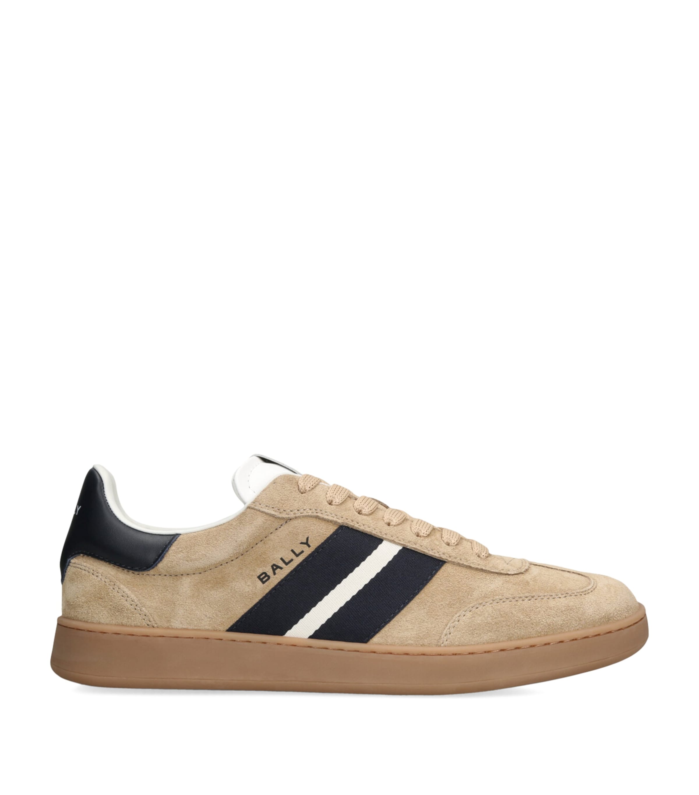 Bally Retro Stripe-detail Suede Sneakers In Gray