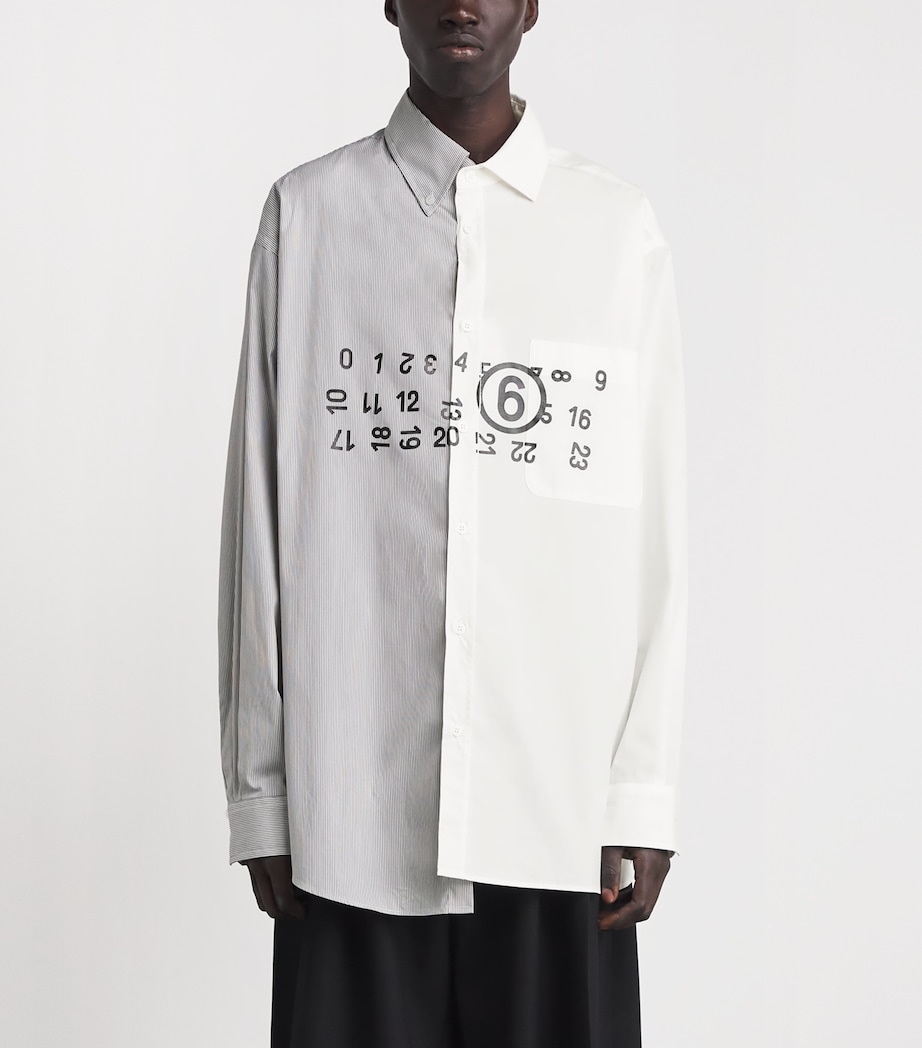 MM6 Maison Margiela Mens Oversized Stripe Numeric Shirt Off White/grey Image 4