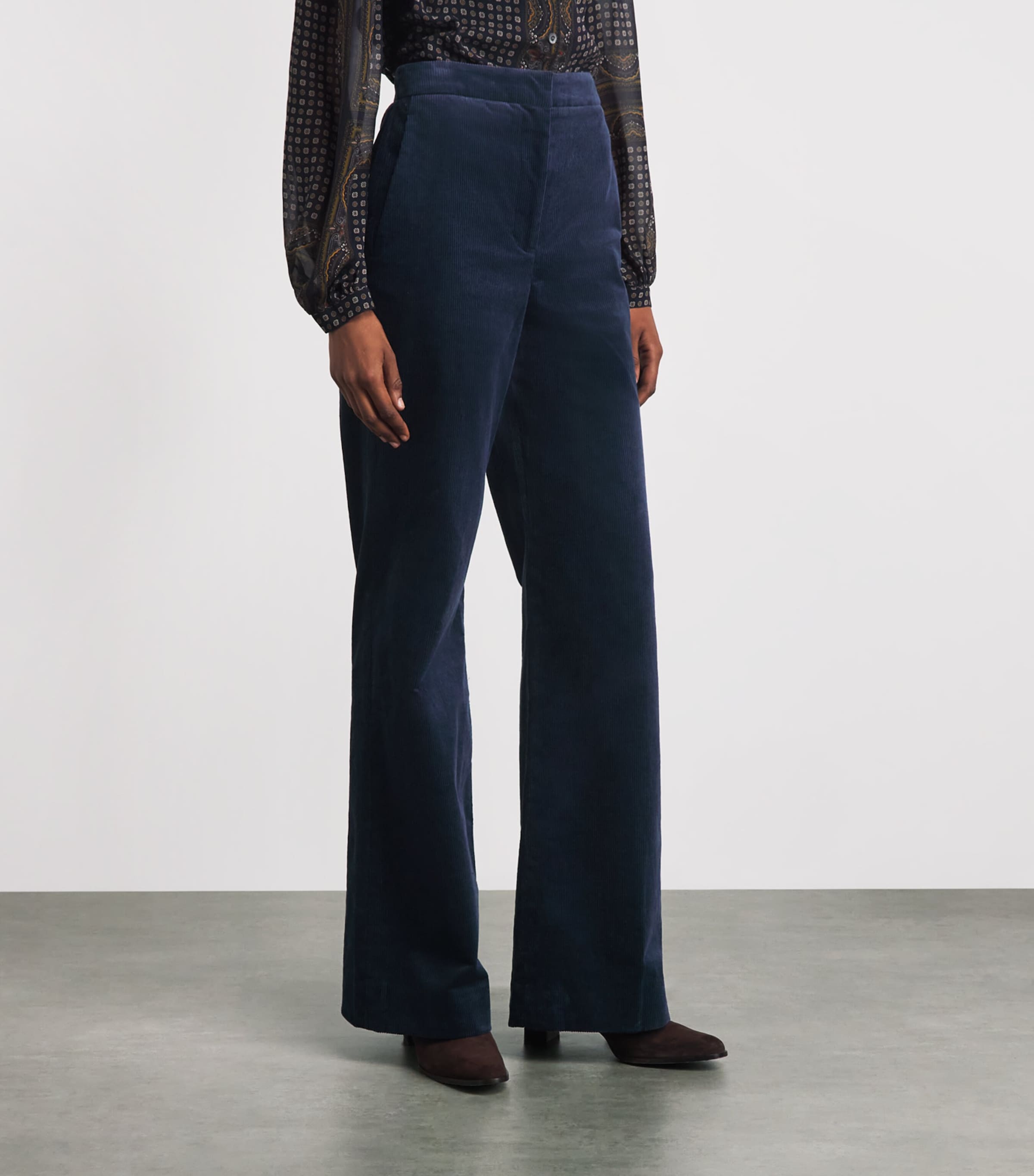 Veronica Beard Womens Corduroy Holt Wide-Leg Trousers Heritage Navy Image 4