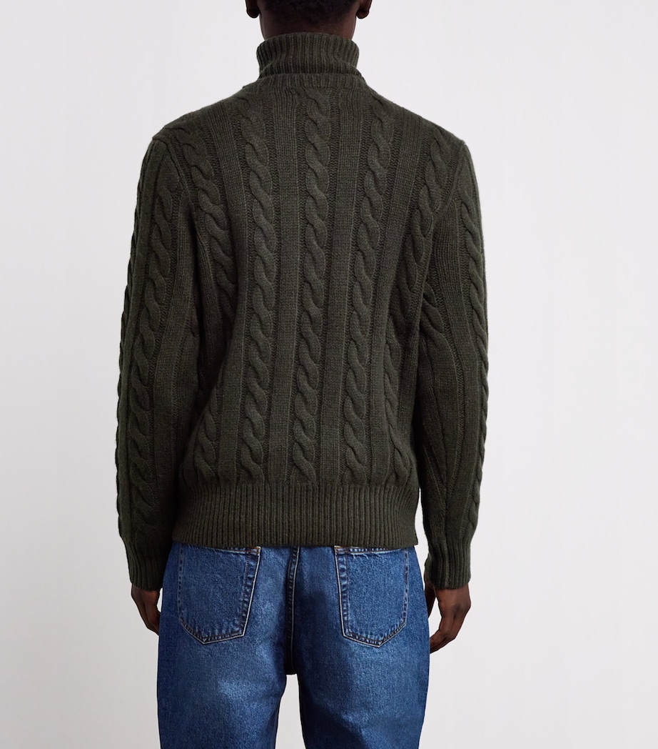 Wool-Cashmere Cable-Knit Rollneck Sweater GREEN Image 4