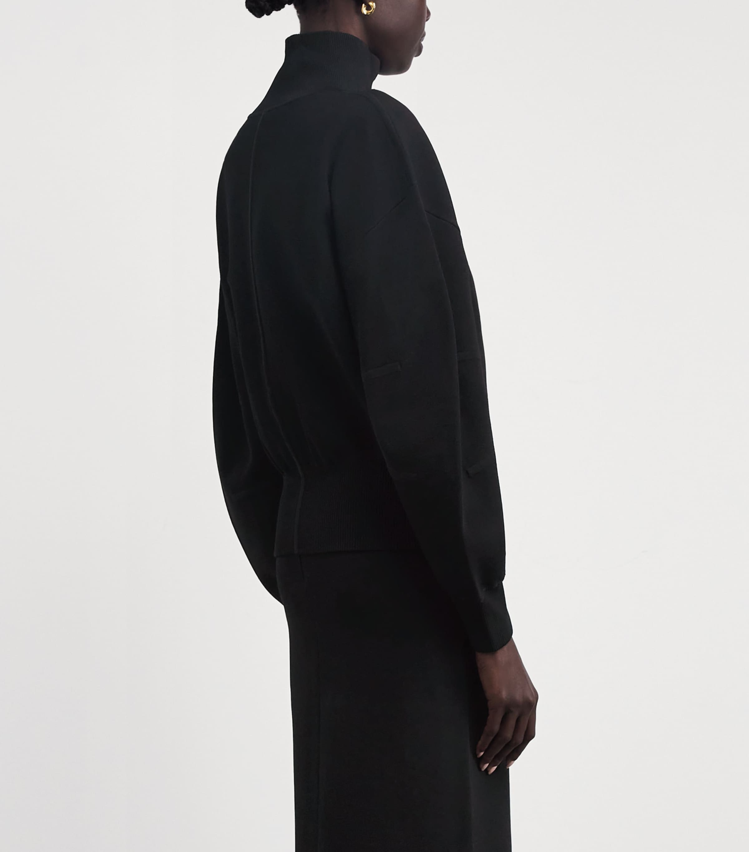 Milano-Knit Sable Bomber Jacket BLACK Image 4