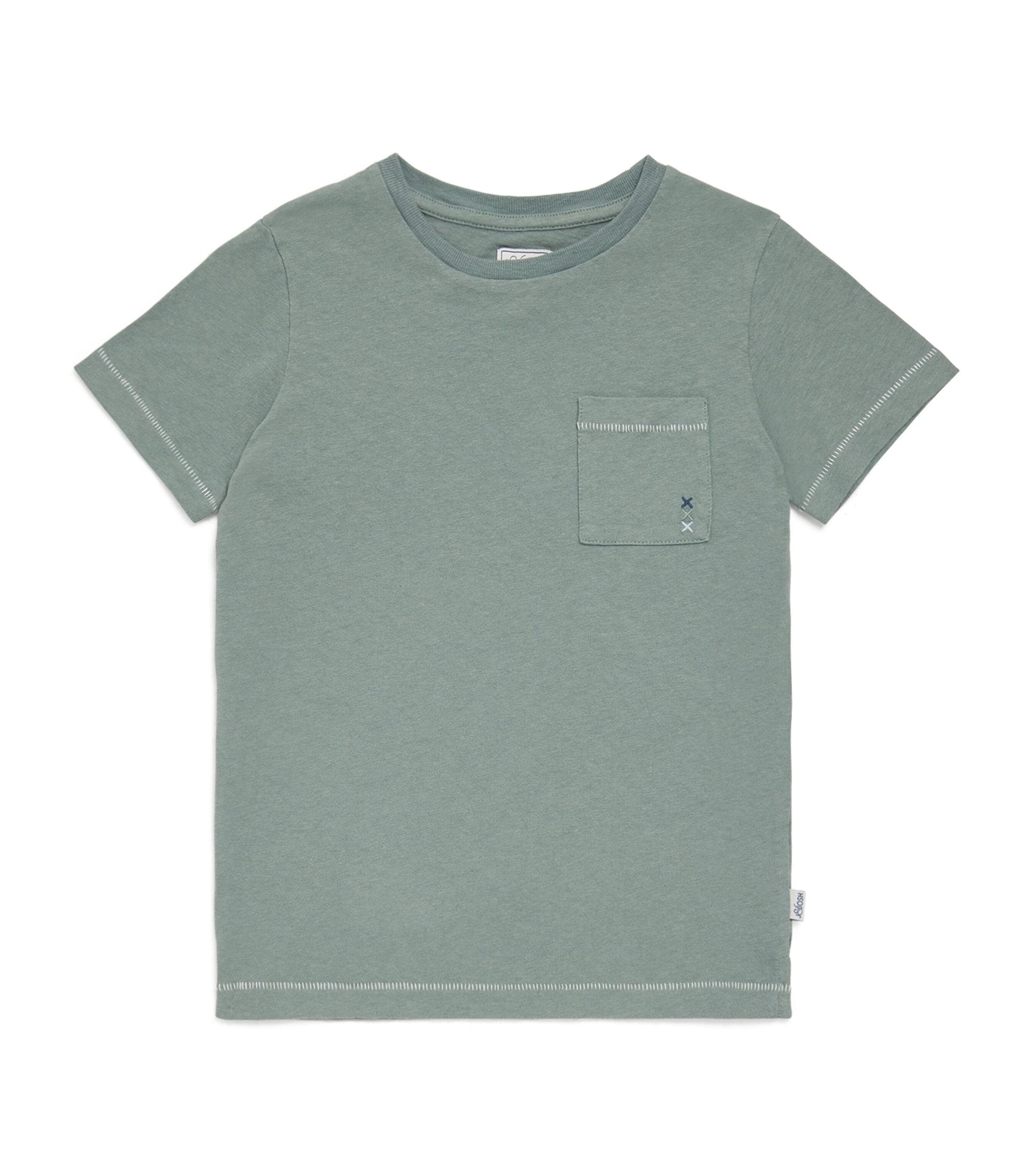 J & Josh Kids' Cotton-linen Pocket T-shirt In Green