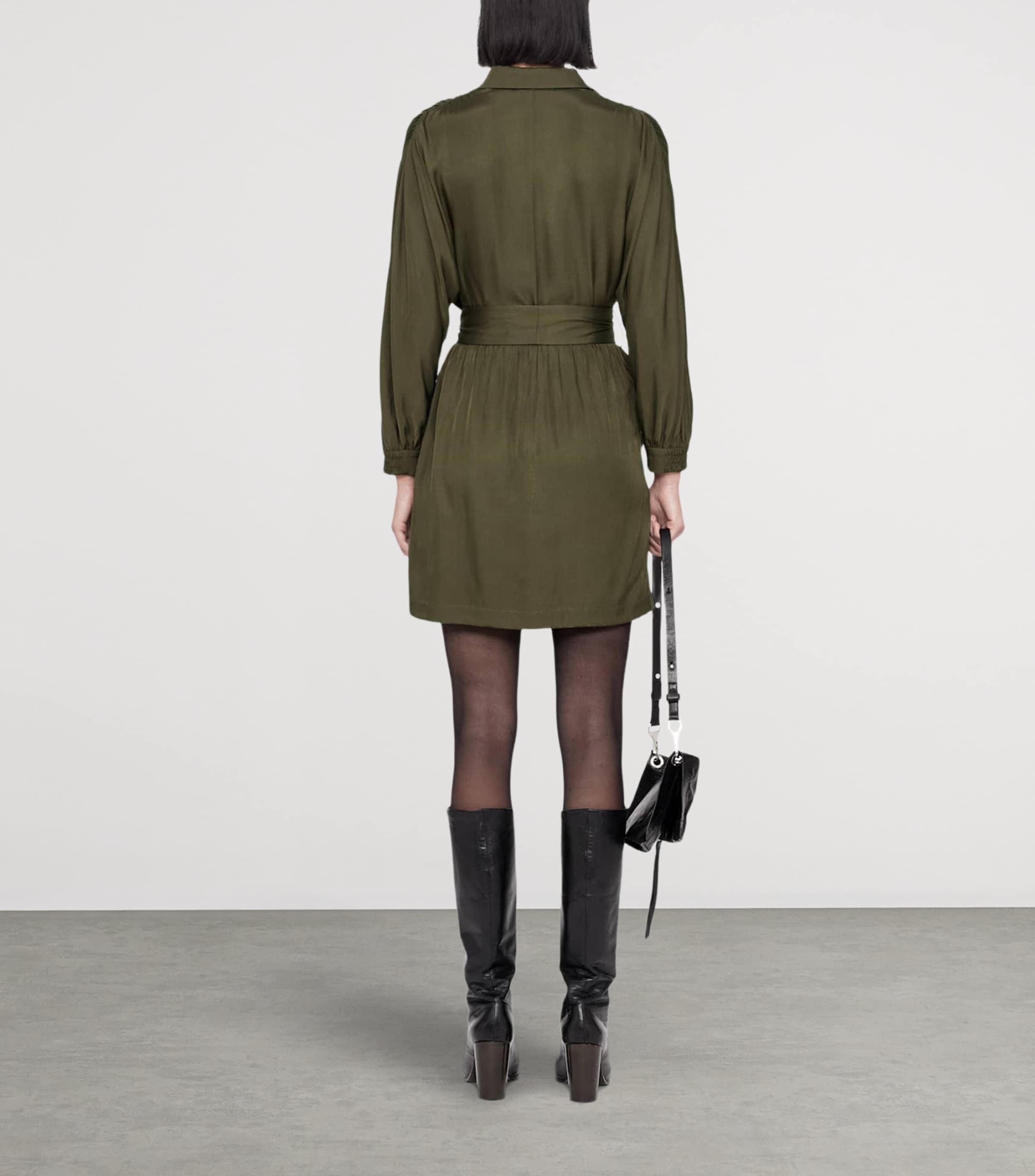 AllSaints Womens Noora Shirt Dress Washed Khaki Image 7