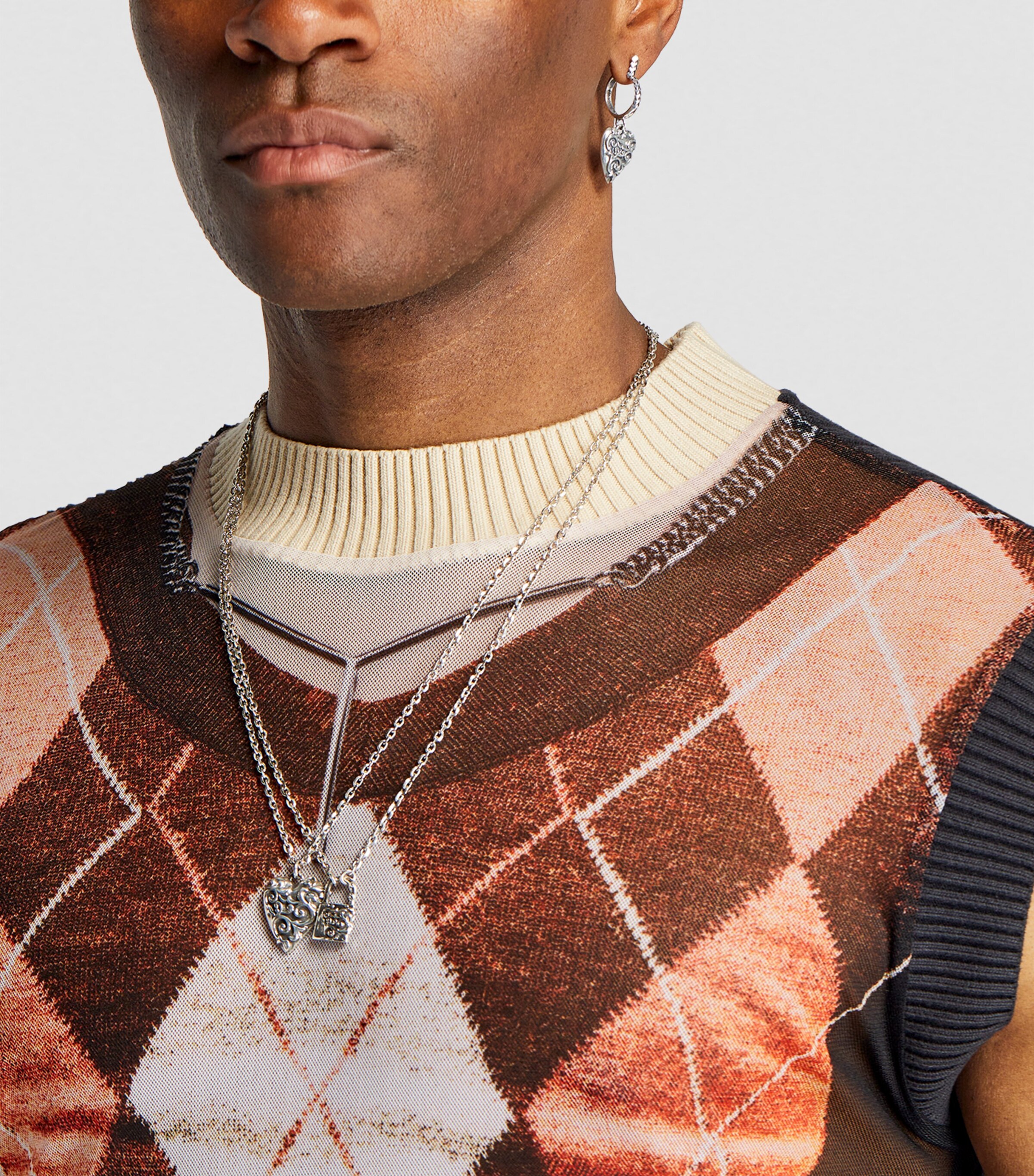 Emanuele Bicocchi Sterling Silver Arabesque Heart Single Earring Silver Image 4