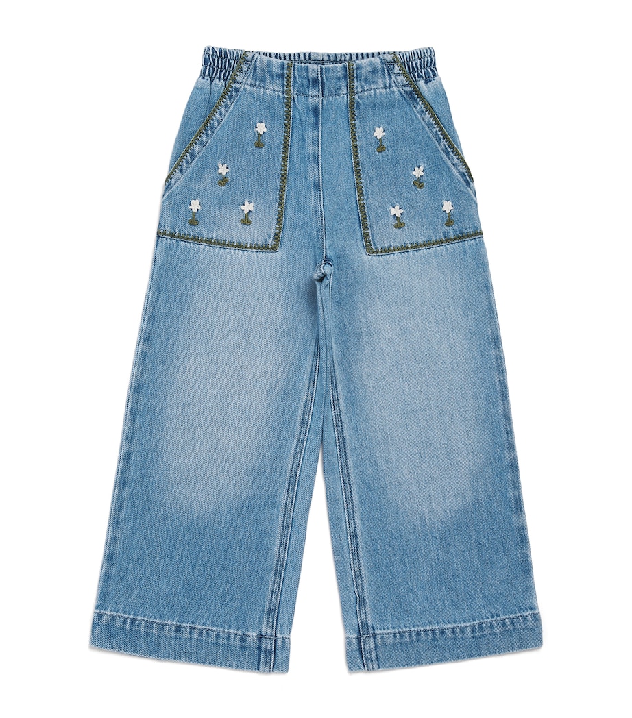 Stella McCartney Kids Embroidered Jeans (3-14 Years) Azure Blue Image 1