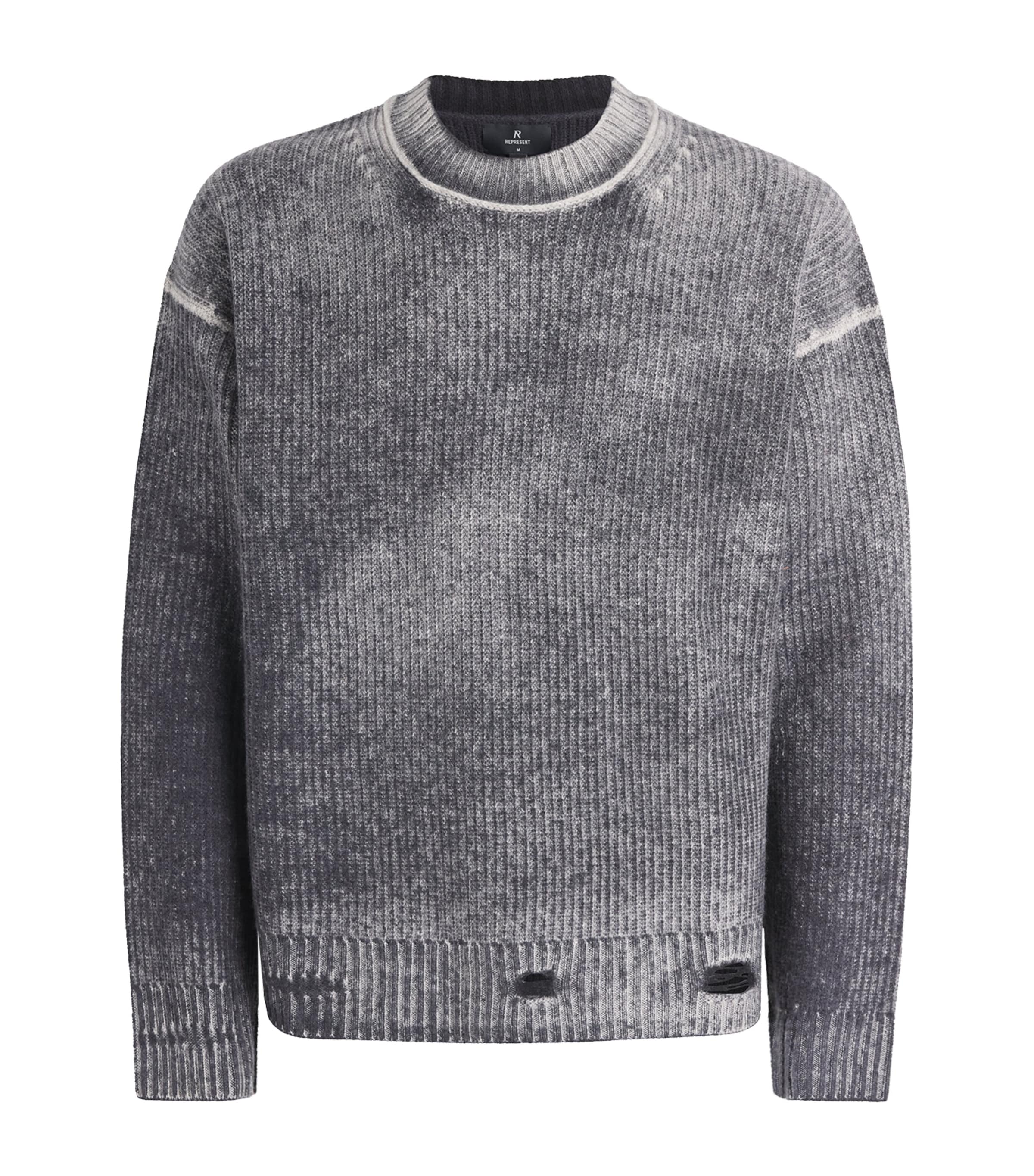 Represent Mens Wool Reversible Fade Out Sweater Jet Black Image 1