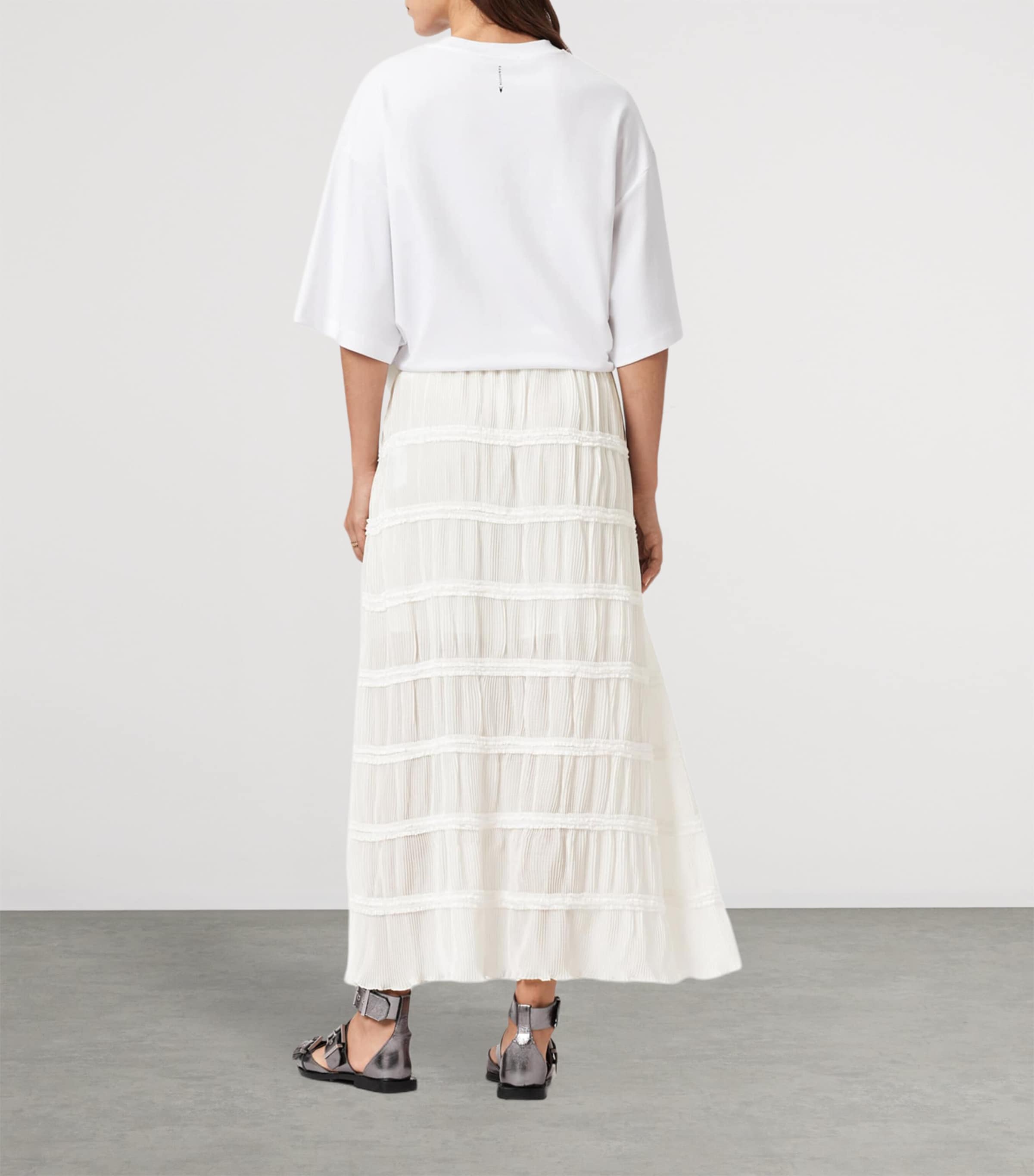 AllSaints Womens Lila Midi Skirt White Image 6
