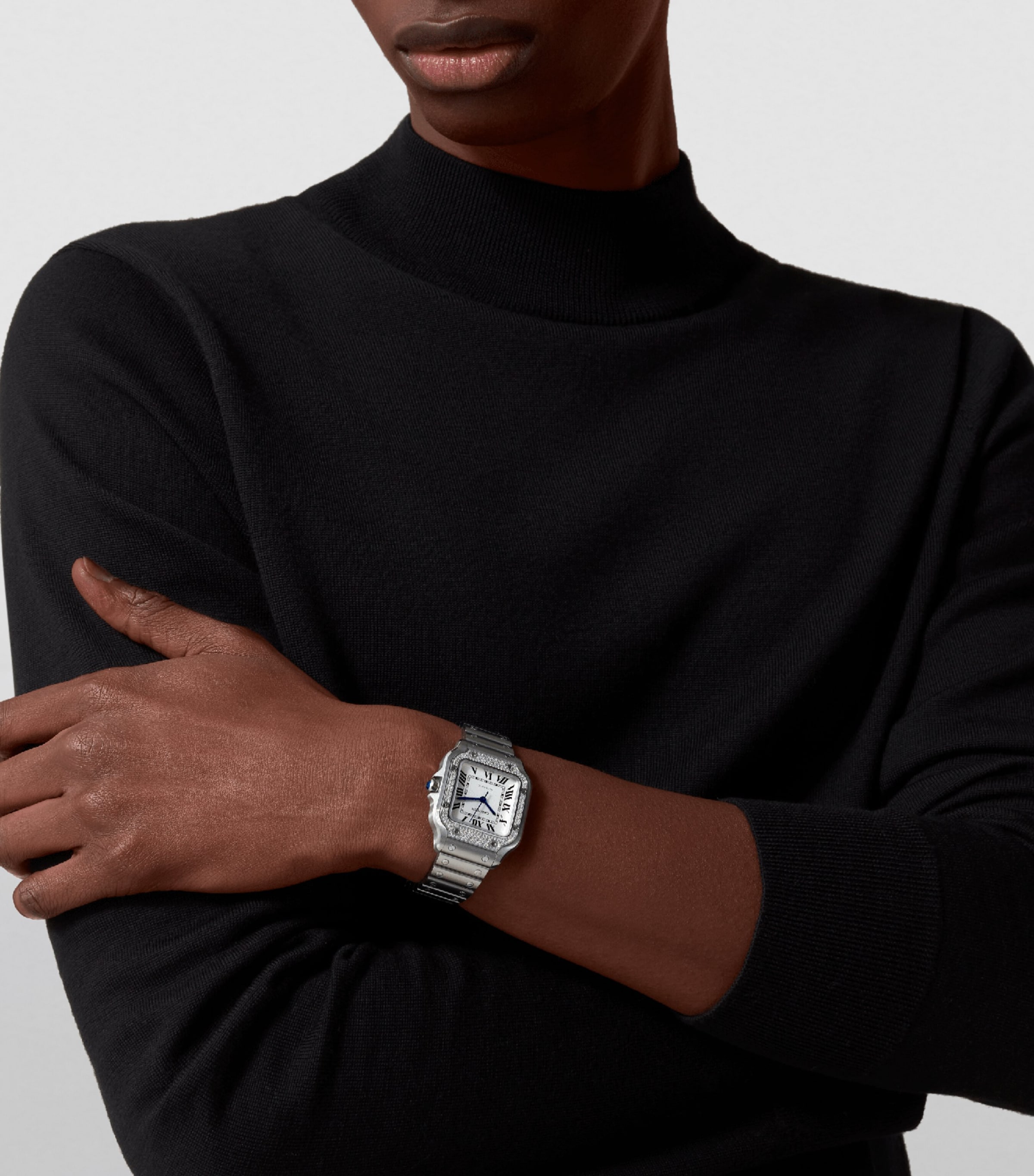 Medium Steel Santos de Cartier Watch 35.1mm STEEL Image 3