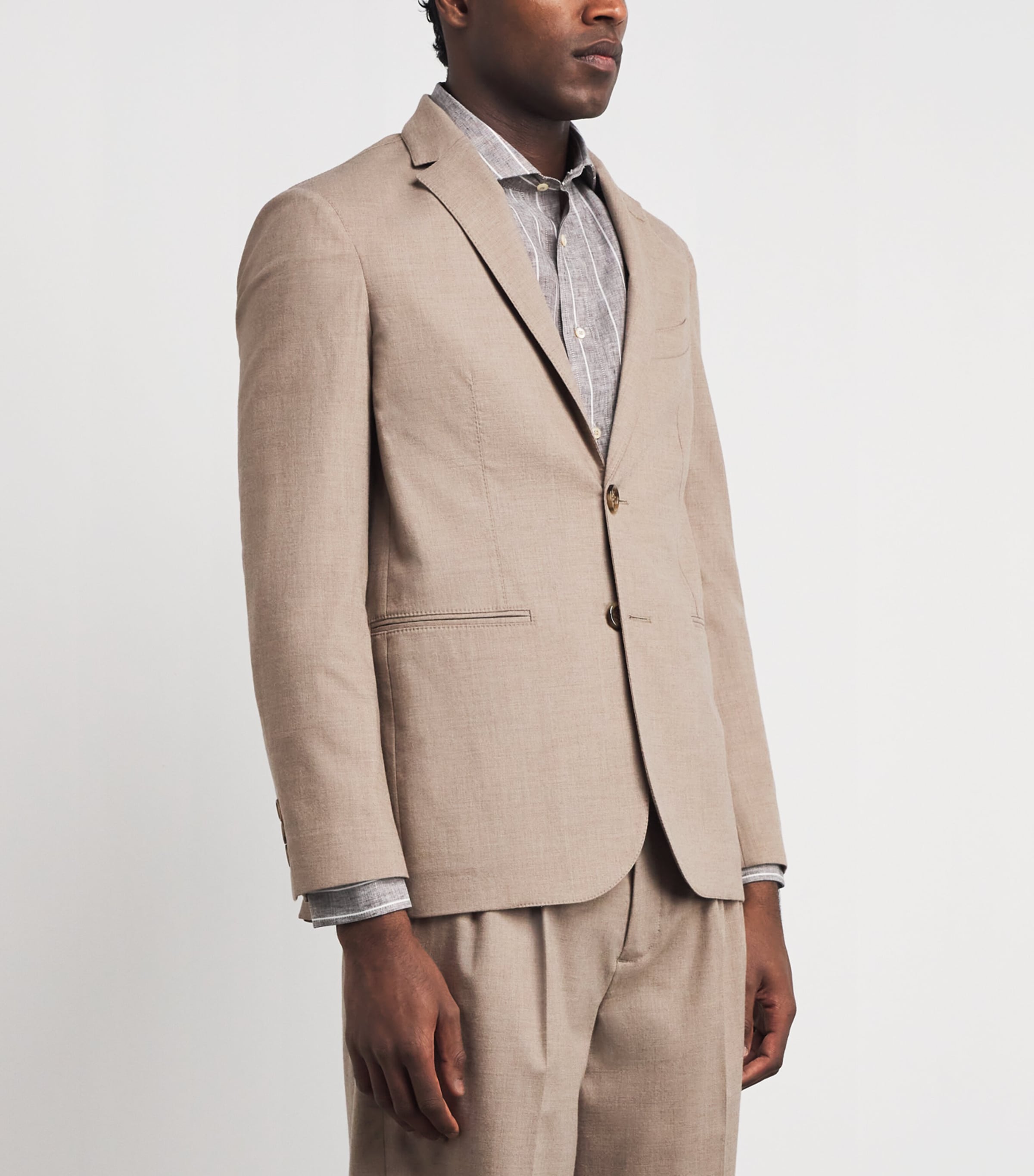 Alan Scott Mens Worsted Cashmere Slim Blazer Natural Image 4