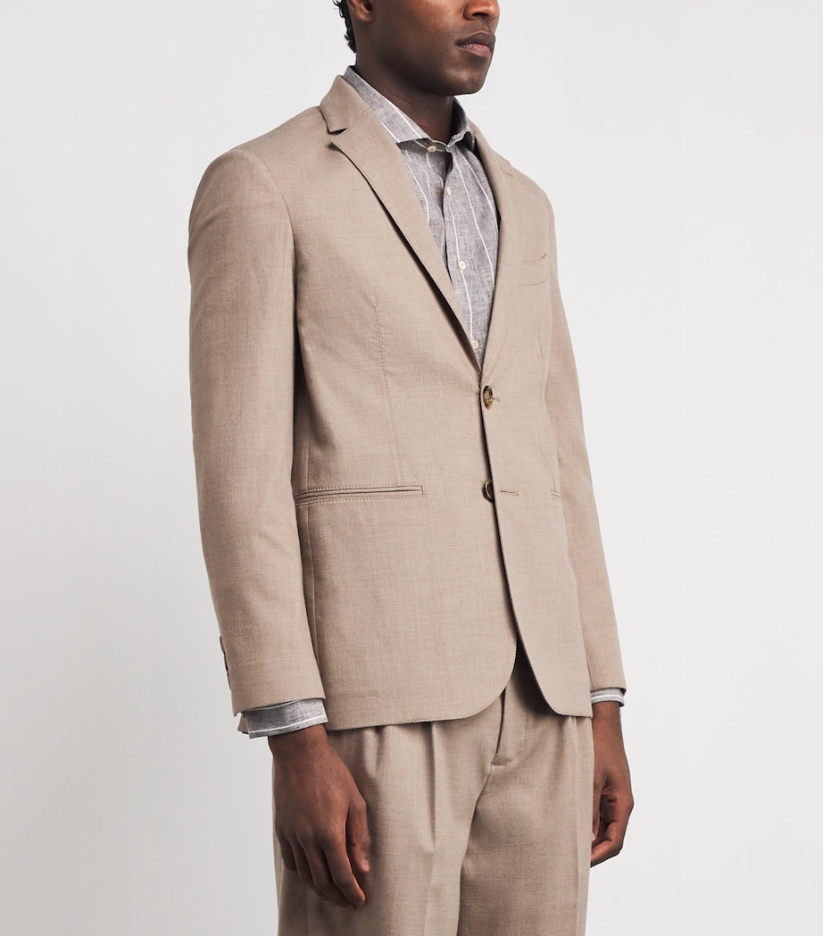 Alan Scott Mens Worsted Cashmere Slim Blazer Natural Image 4