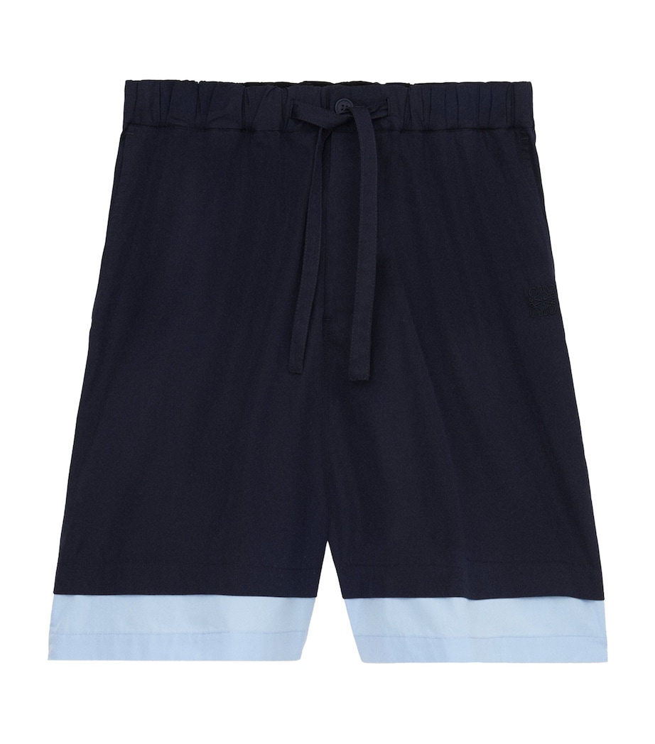 Cotton-Blend Two-Tone Shorts DARK NAVY/LIGHT BLUE Image 1