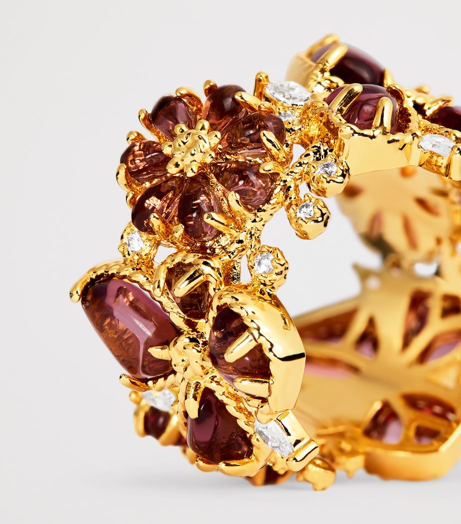 Embellished Bloom Ring GOLD/BURGUNDYGLDBUR Image 6