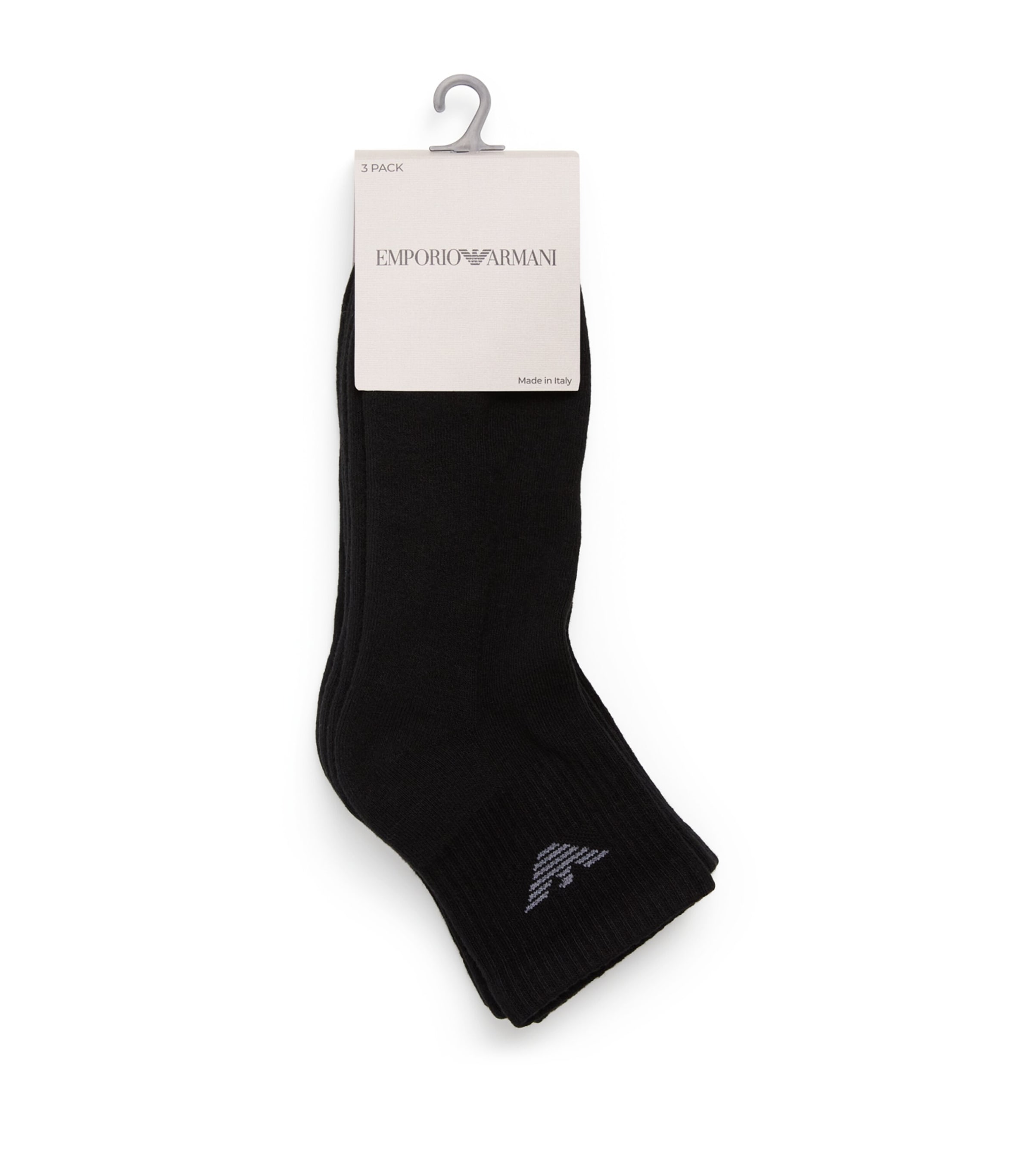 Cotton-Blend Logo Ankle Socks (Pack of 3) MC061 BLACK Image 1