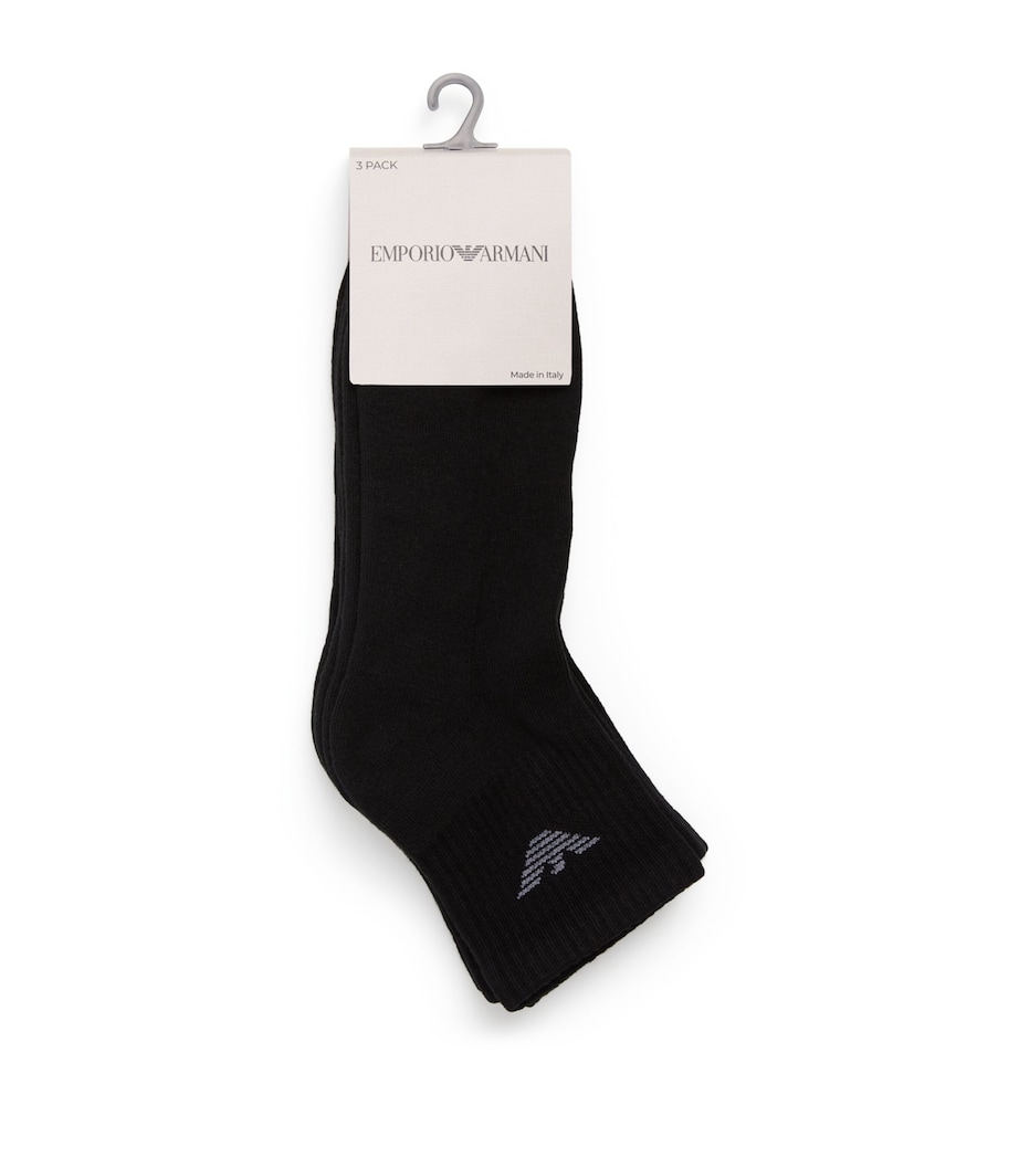 Cotton-Blend Logo Ankle Socks (Pack of 3) MC061 BLACK Image 1