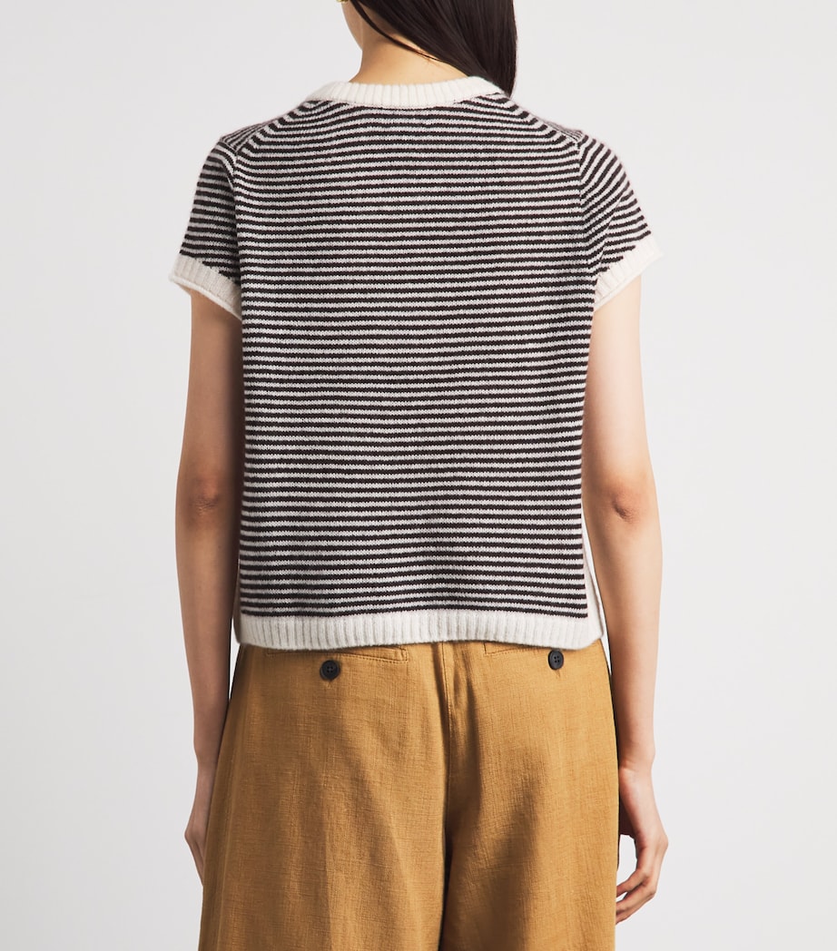 ME+EM Womens Merino Wool-Blend Stripe T-Shirt Cream/cocoa Brown Image 5
