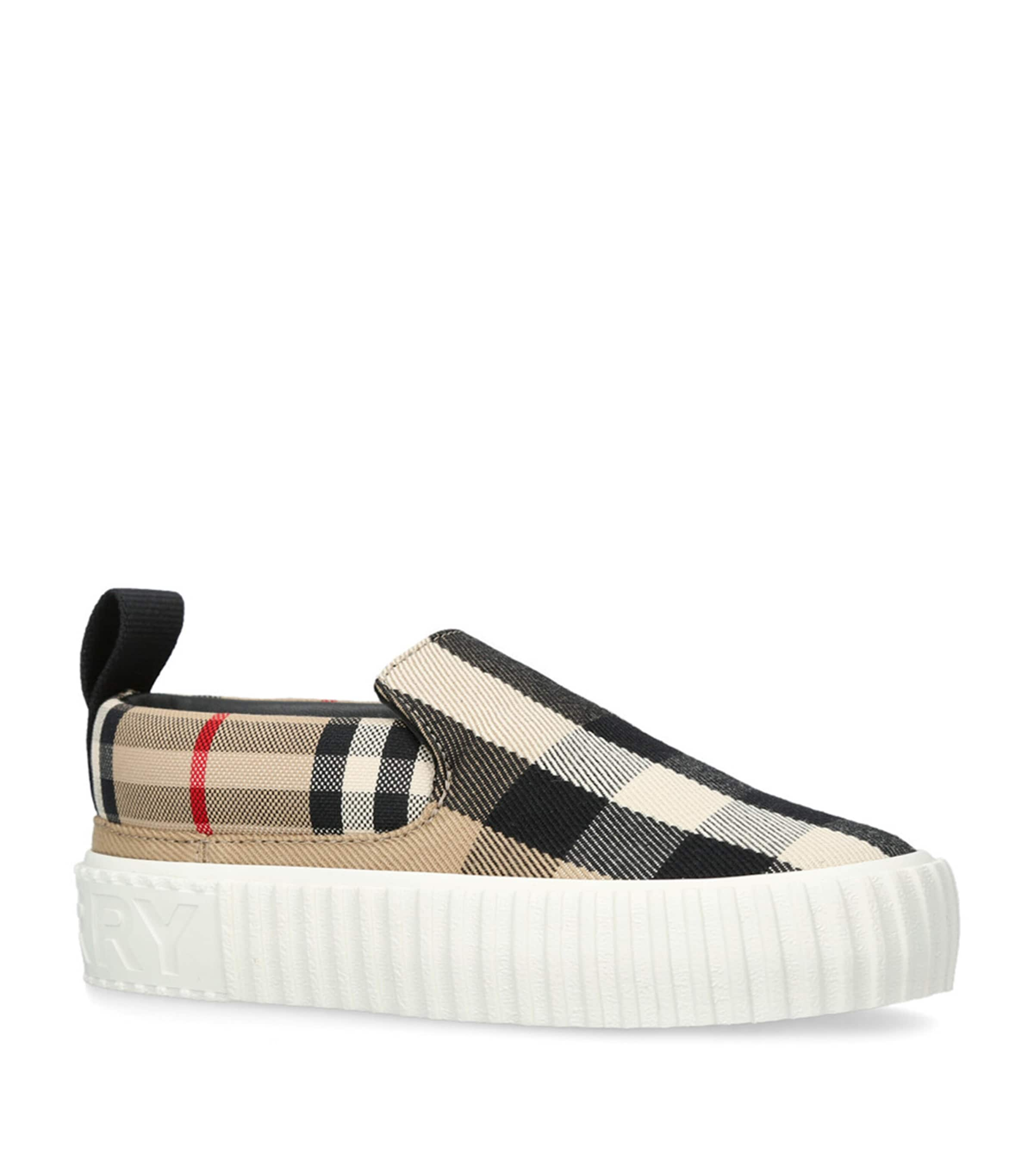 Burberry Kids Contrast Check Slip-on Sneakers In Brown