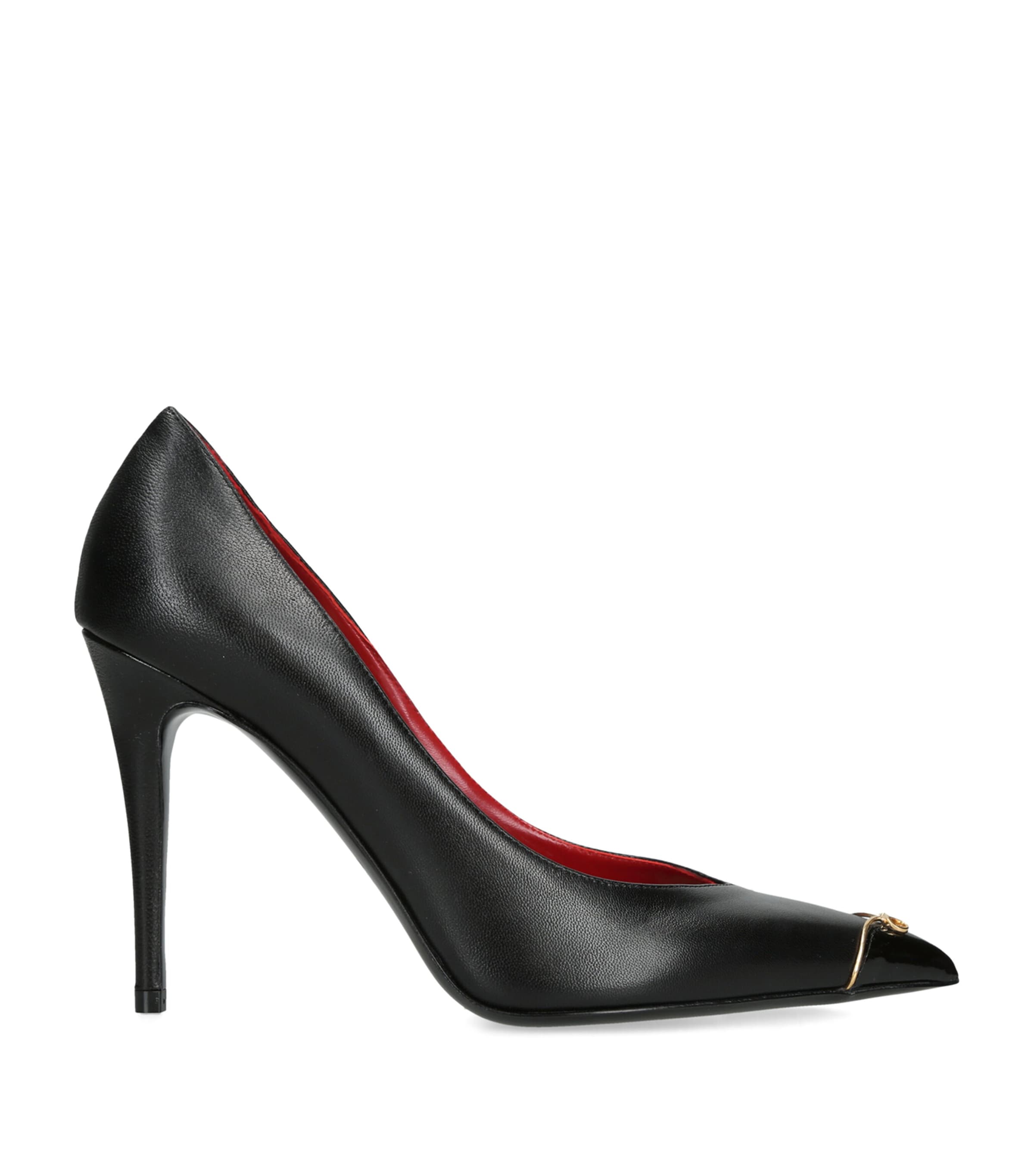 Valentino Garavani Womens Leather Heartip Pumps 100 Black Image 1