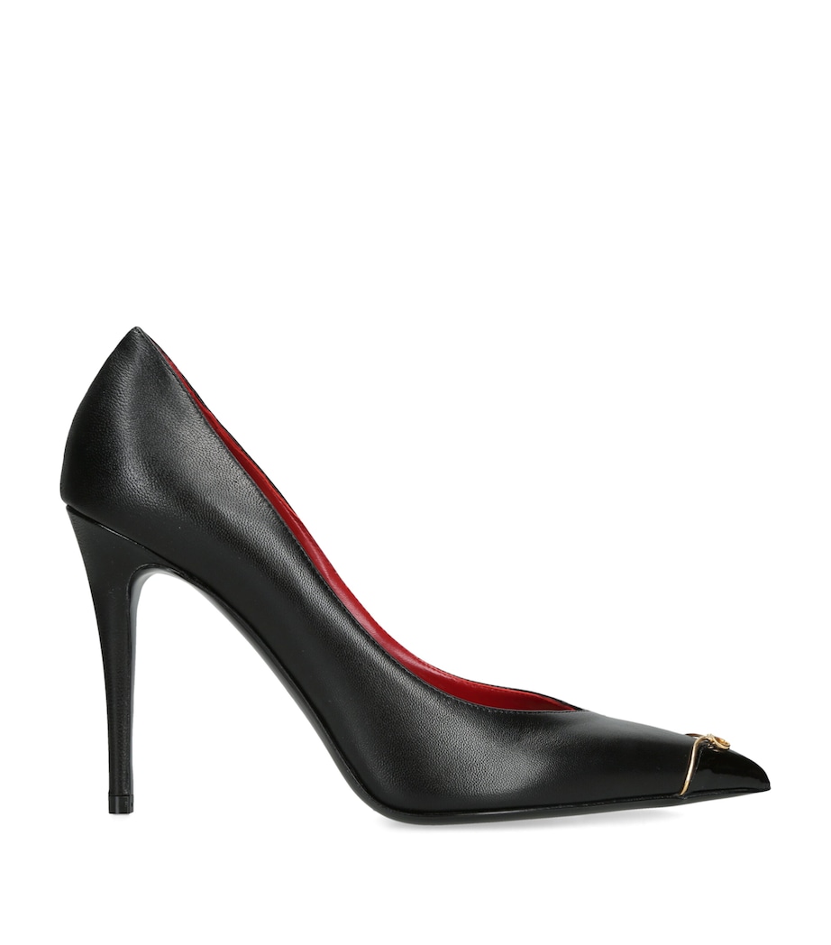 Valentino Garavani Womens Leather Heartip Pumps 100 Black Image 1