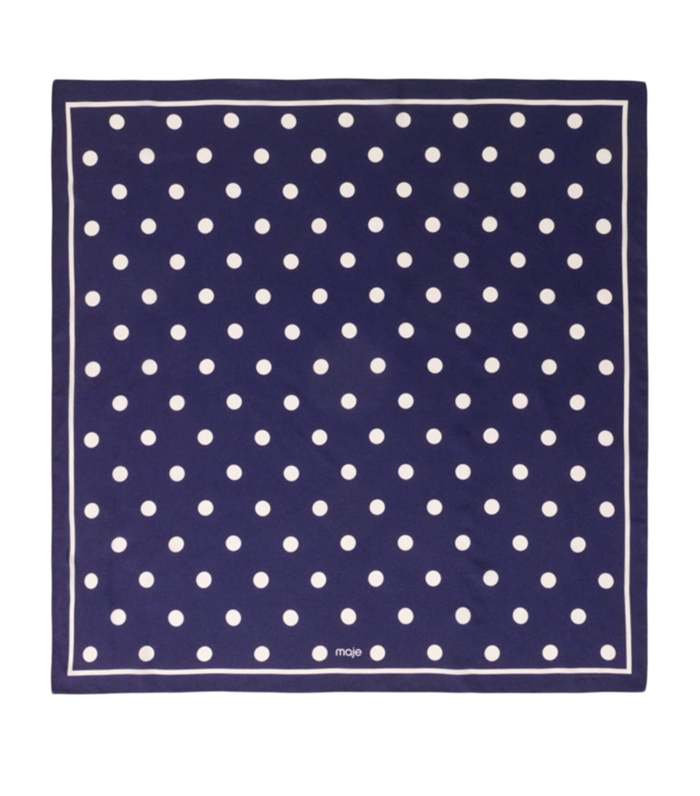 Maje Silk Polka-Dot Scarf Navy Dots Print Image 1