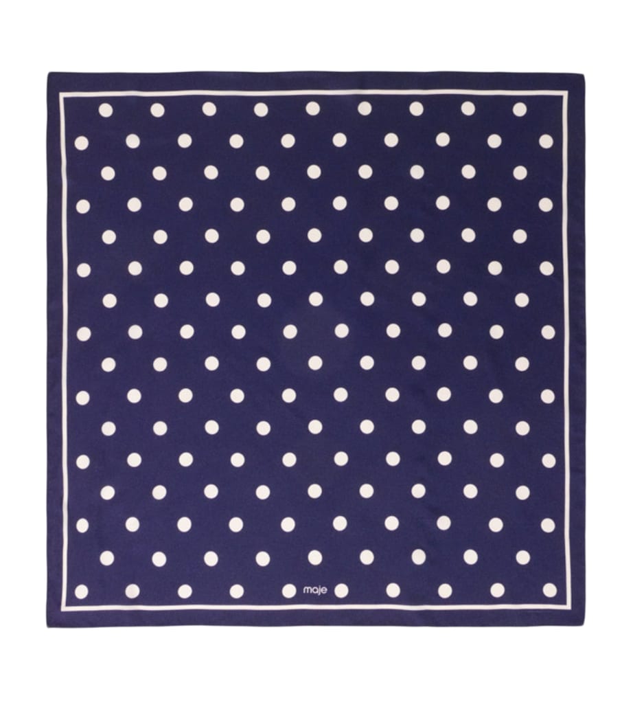 Maje Silk Polka-Dot Scarf Navy Dots Print Image 1