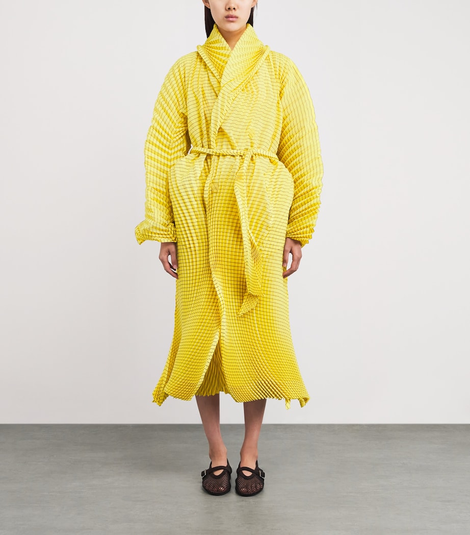 Hand Pleats Stripe Coat YELLOW-HUED Image 3