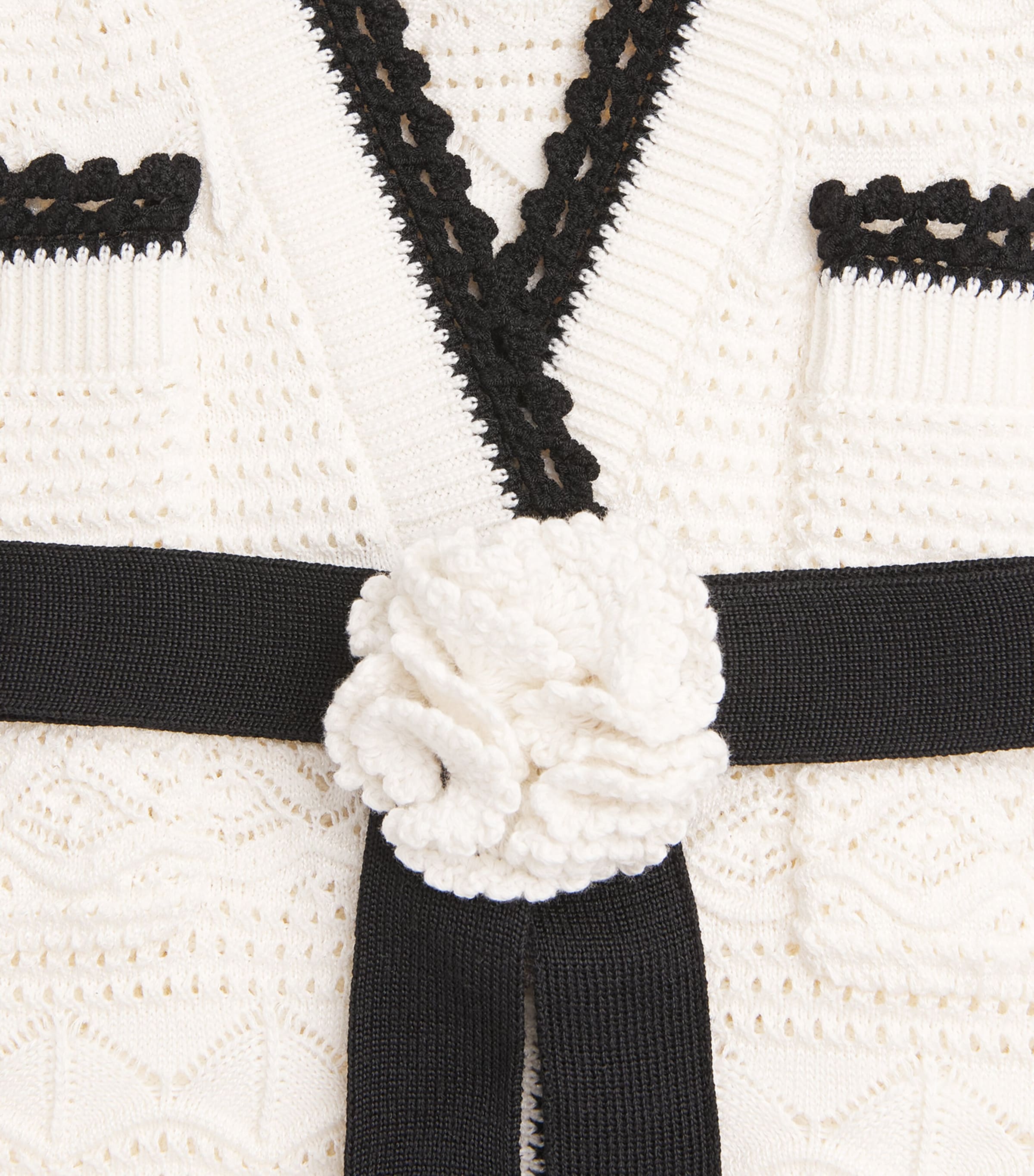 Self-Portrait Womens Knitted Pointelle Midi Dress White Image 6